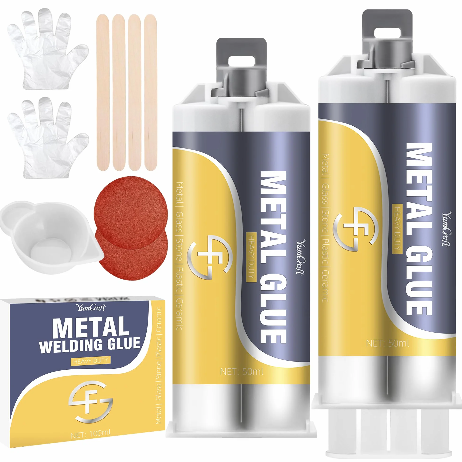 Klej do metalu 100 ml, klej do metalu, bardzo mocny – 2 K płynnego metalu, odporny na wysokie temperatury, nadaje się do naprawy pęknięć powierzchni, metalu, stali nierdzewnej, tworzywa sztucznego