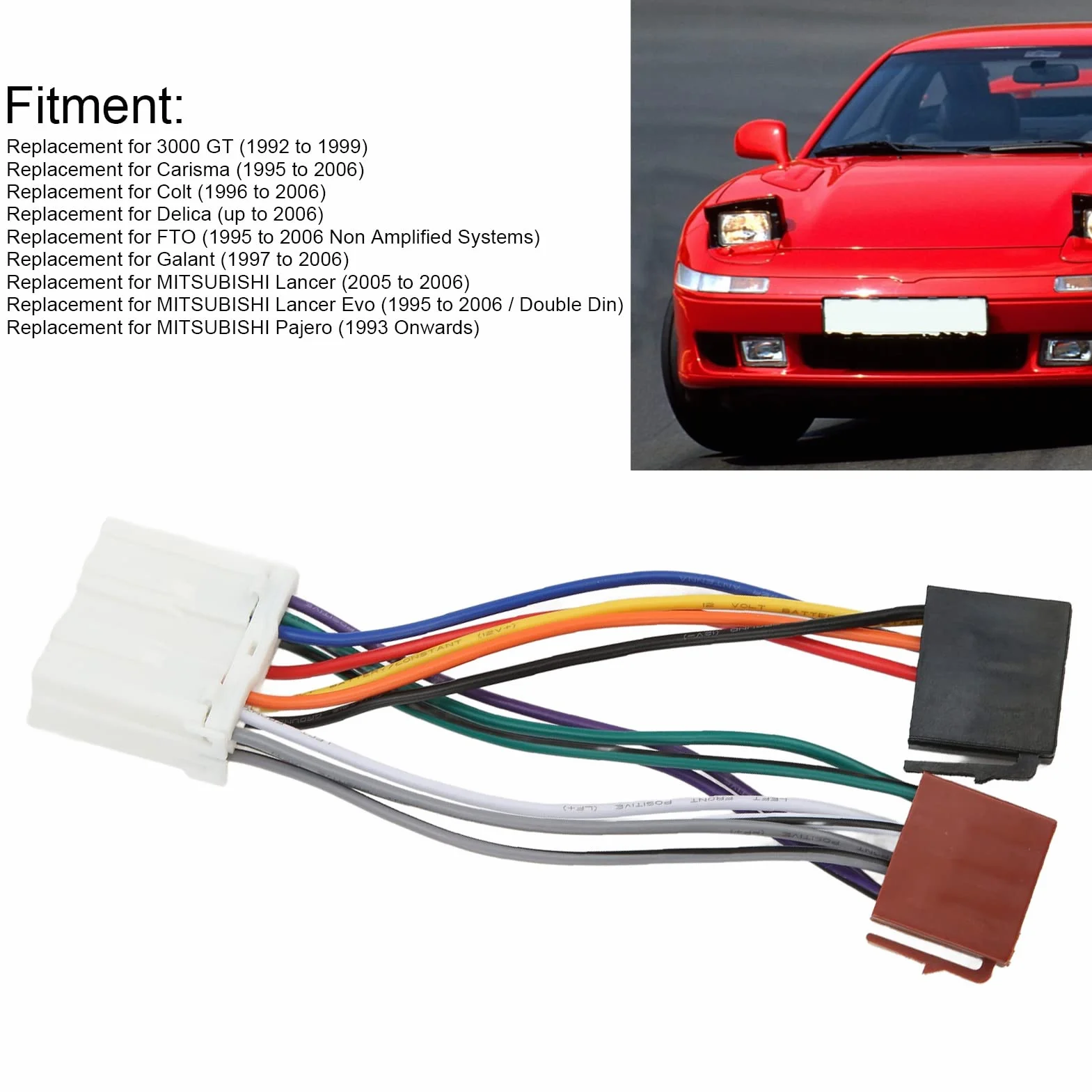 Aramox Radio Samochodowe ISO Adapter Odtwarzacz CD Kable w Wiązce Stereo Wymiana Złącza ISO dla Lancer Pajero