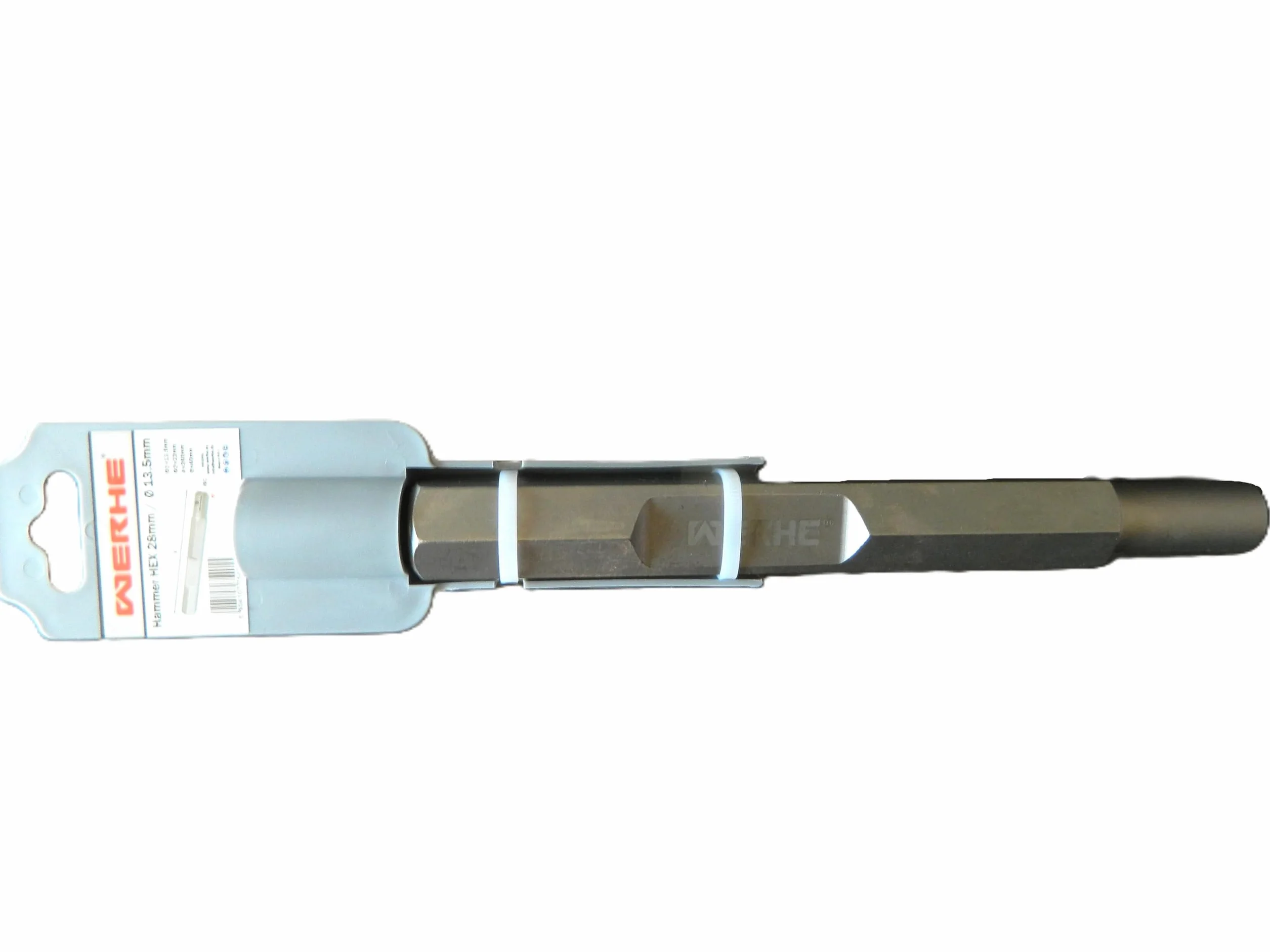 WERHE pobijak do uziomów HEX28, 20,2 mm, do uziomów głębinowych i prętowych | stal chromowo-wanadowa, długość 260 mm, głębokość otworu 40 mm, pasuje do Bosch, Makita, Einhell