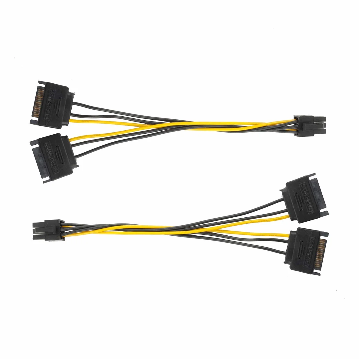 Kabel zasilający PCIe 6-pinowy na podwójny SATA 10 cm 2 sztuki