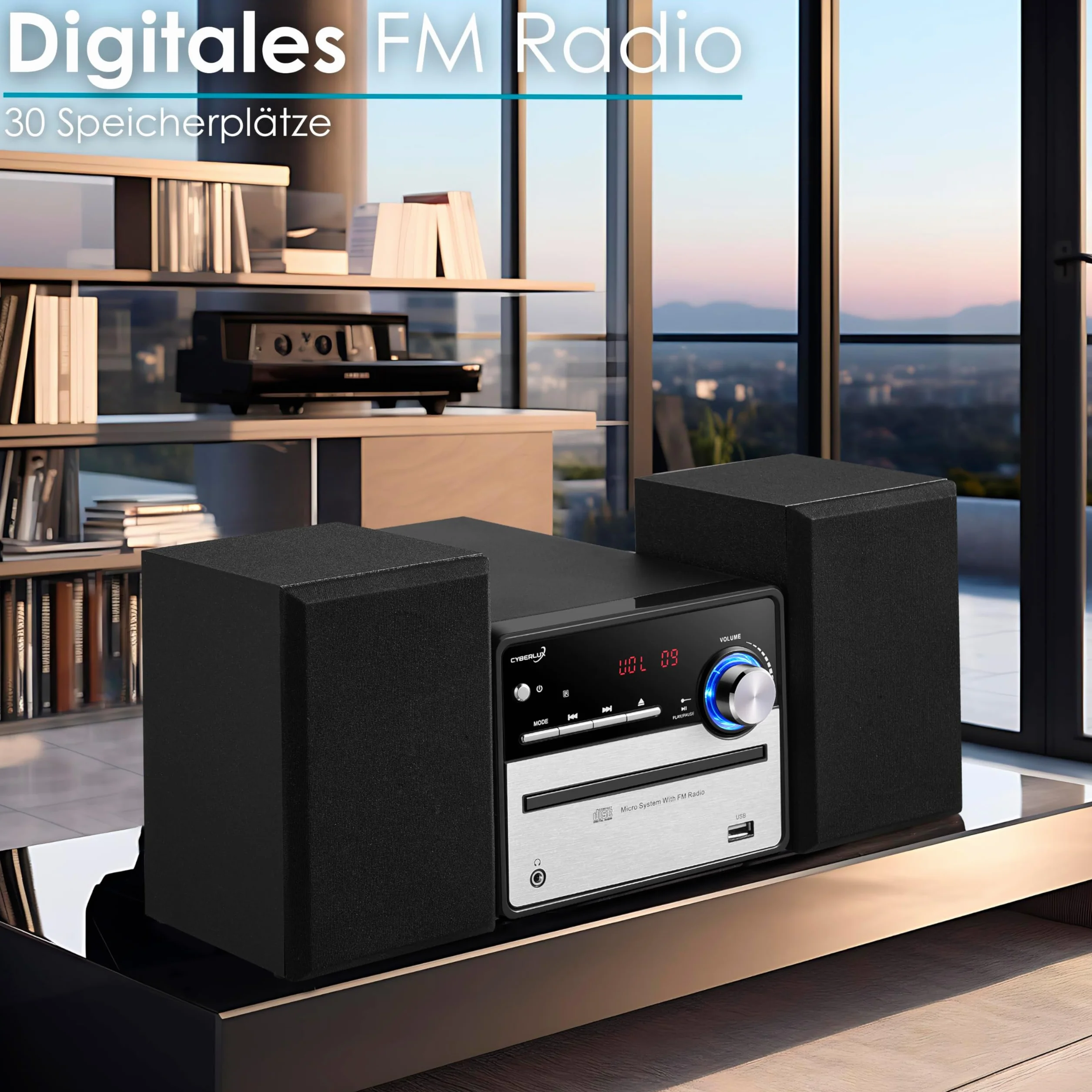 Retro zestaw muzyczny HiFi stereo wieża z głośnikami CD MP3 radio FM USB LED