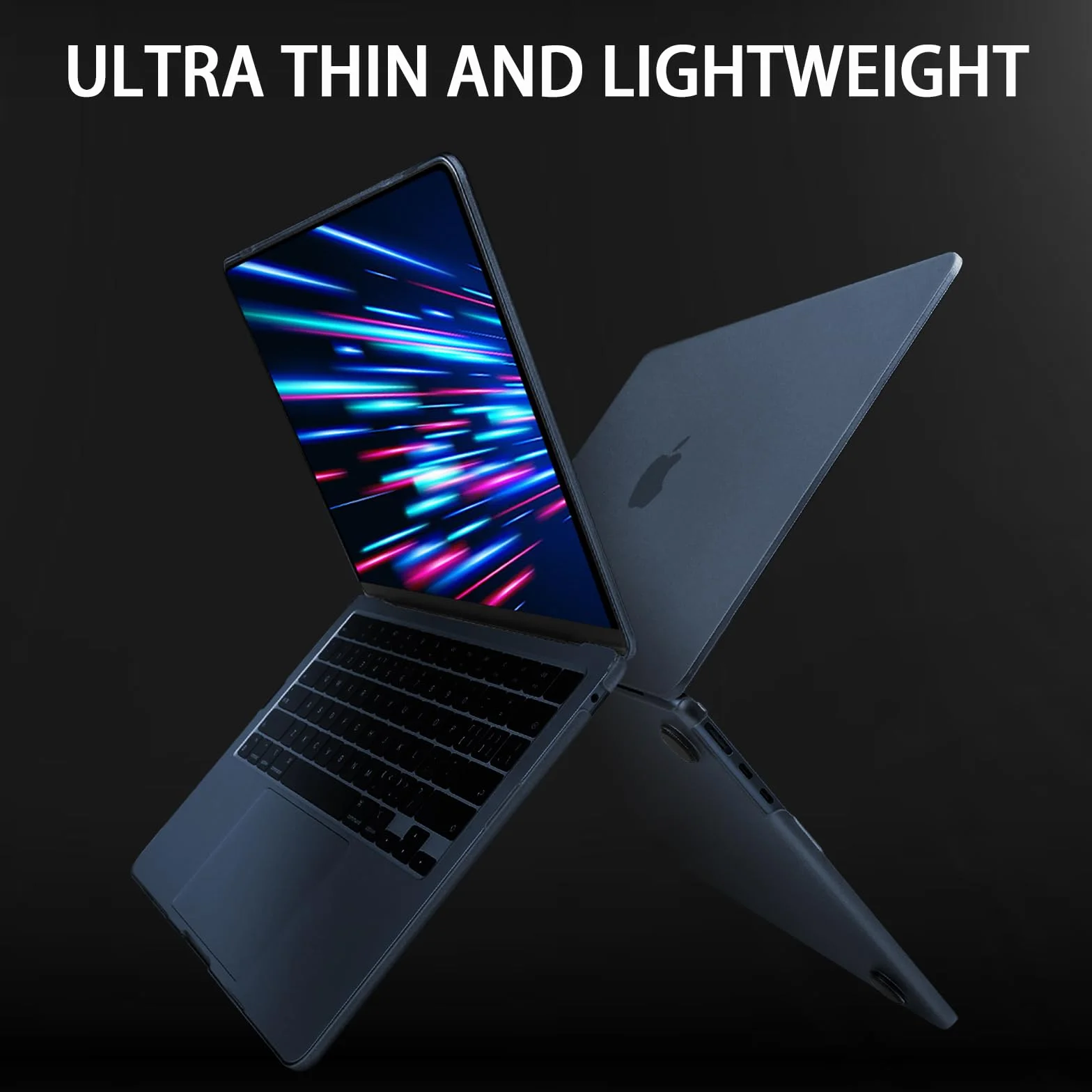Etui kompatybilne z MacBook Air 34.5 cm M3 A3113 M2 A2681, plastikowa twarda obudowa + osłona klawiatury, matowa Midnight