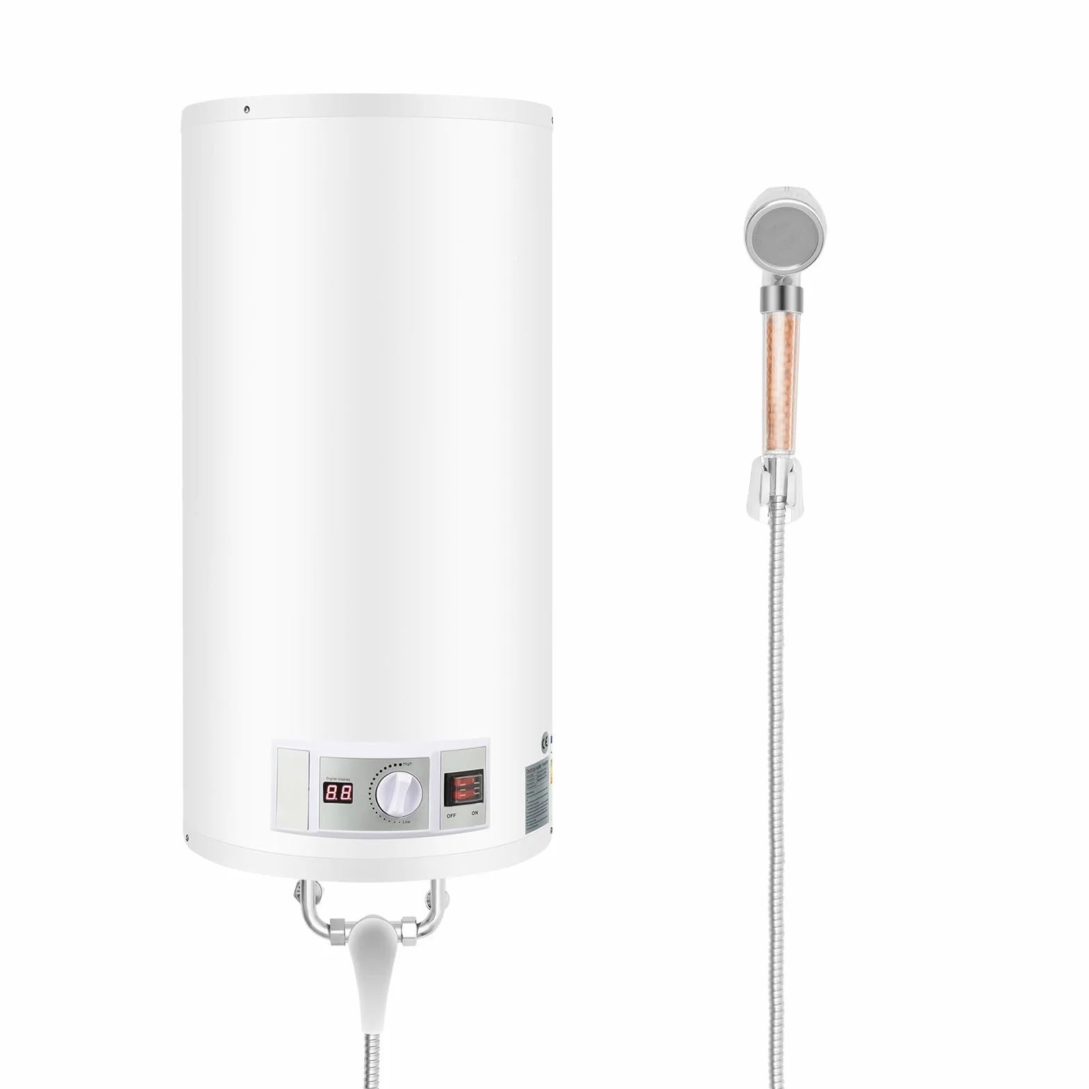 MINRS Elektryczny podgrzewacz wody, 50 l, 2000 W, podgrzewacz wody z prysznicem i wyświetlaczem LED, ochrona przed przegrzaniem i pracą na sucho, zakres temperatur