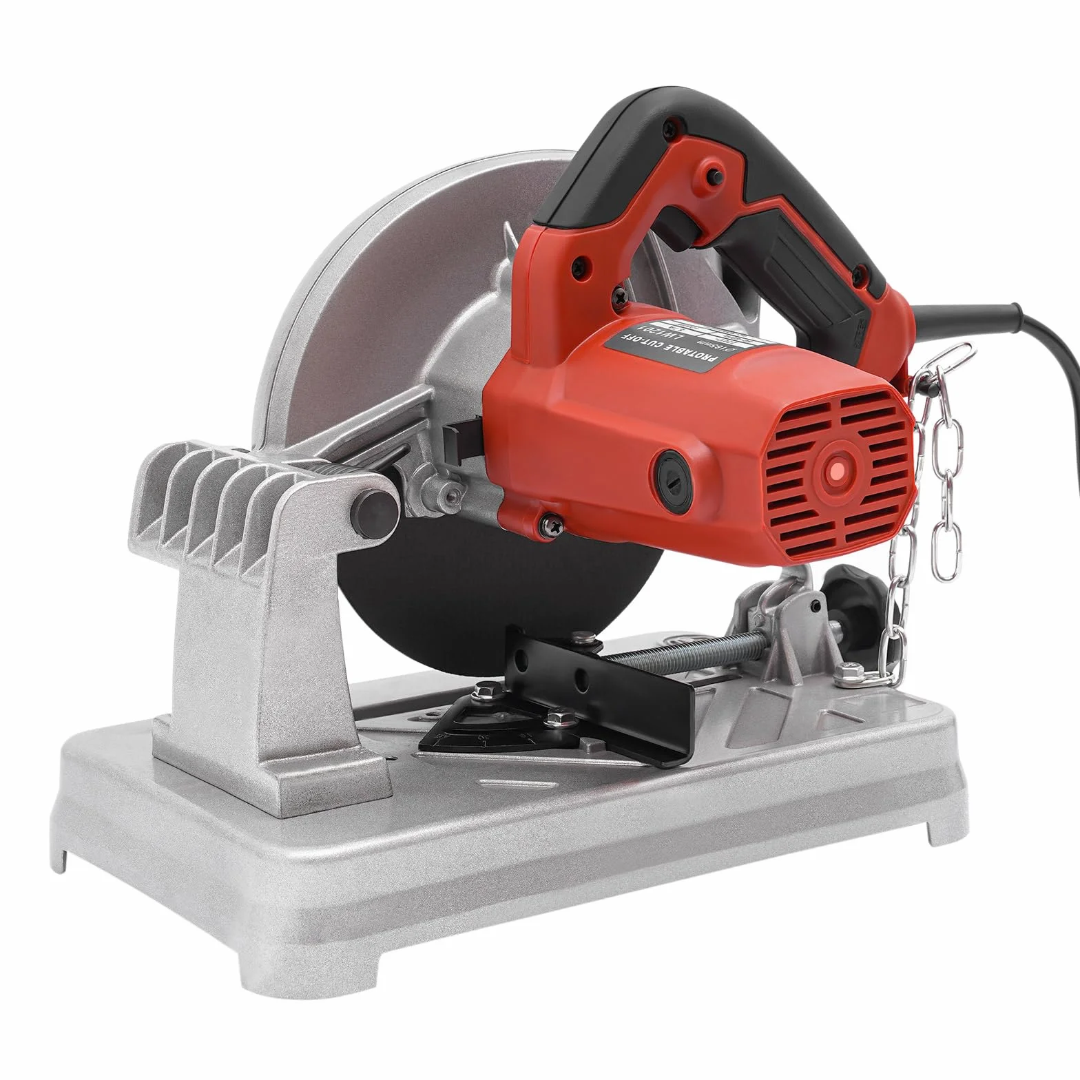 Piła ukośna do metalu 1200 W, piła ukośna 5200 RPM, brzeszczot 185 mm, kąt cięcia 0-45°, uniwersalna maszyna do cięcia drewna, stali, aluminium, ścian, podłóg (czerwona)