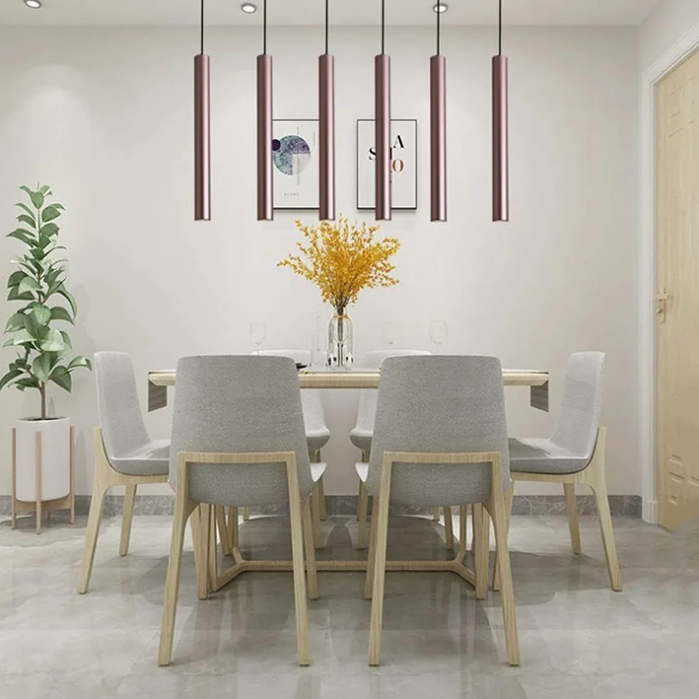 Lampy wiszące Kuchnia Wyspa Łazienka Armatura Sufitowa Wisząca lampa LED Długa rura Wisząca lampa sufitowa Spot Light Różowe złoto Ściemnialny liniowy żyrandol do pokoju Bar Restau