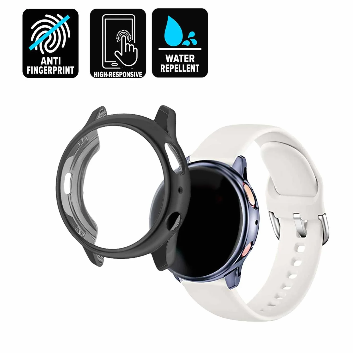 Etui ochronne TPU Samsung Galaxy Watch Active 2 40 mm OcioDual 3-pak czarno-złoty przezroczyste