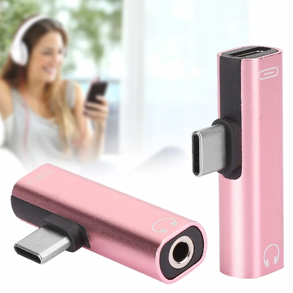 Adapter Słuchawkowy USB C do 3.5 mm Typu C 2 w 1 Przewód Audio i Ładowarki