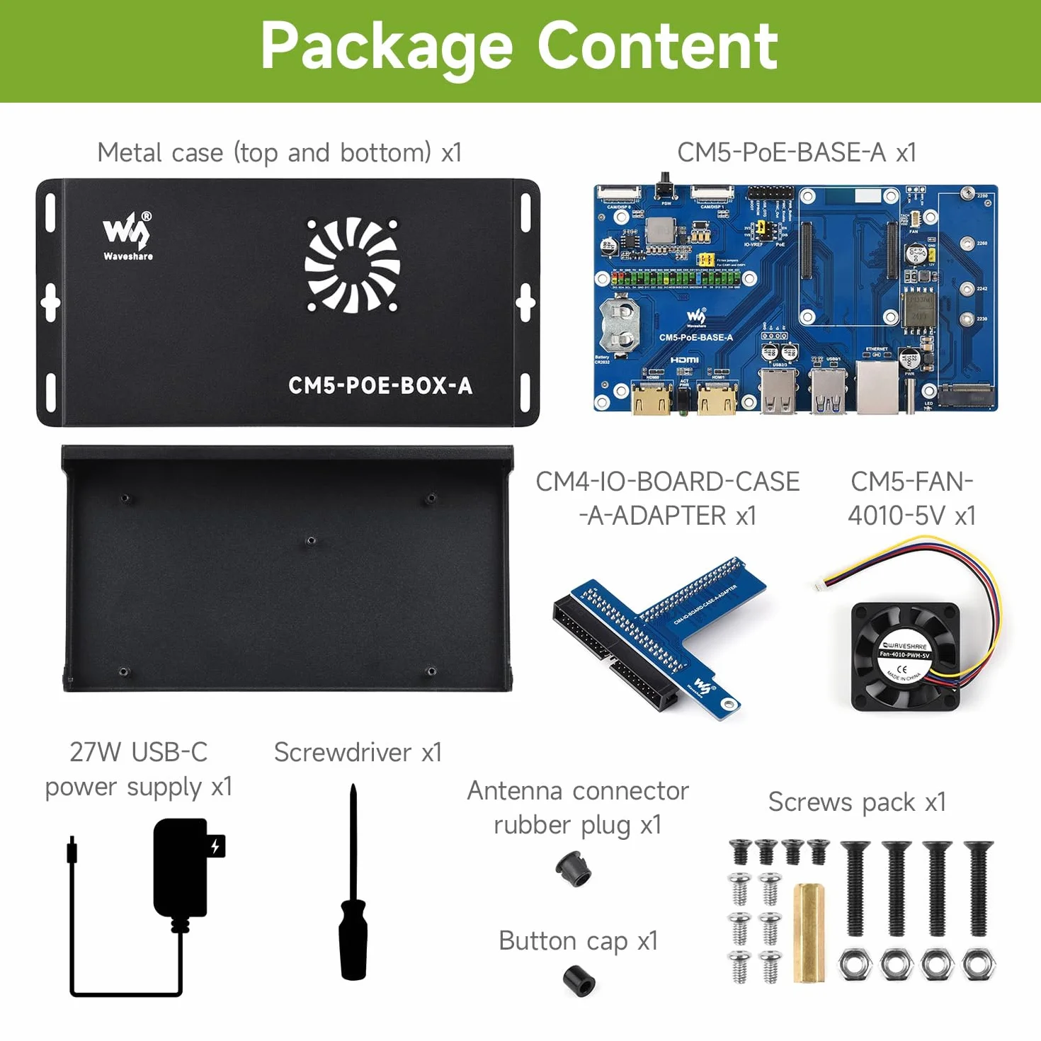Waveshare Compute Module 5 IO Board dla Raspberry Pi CM5 z PoE i Zasilaczem
