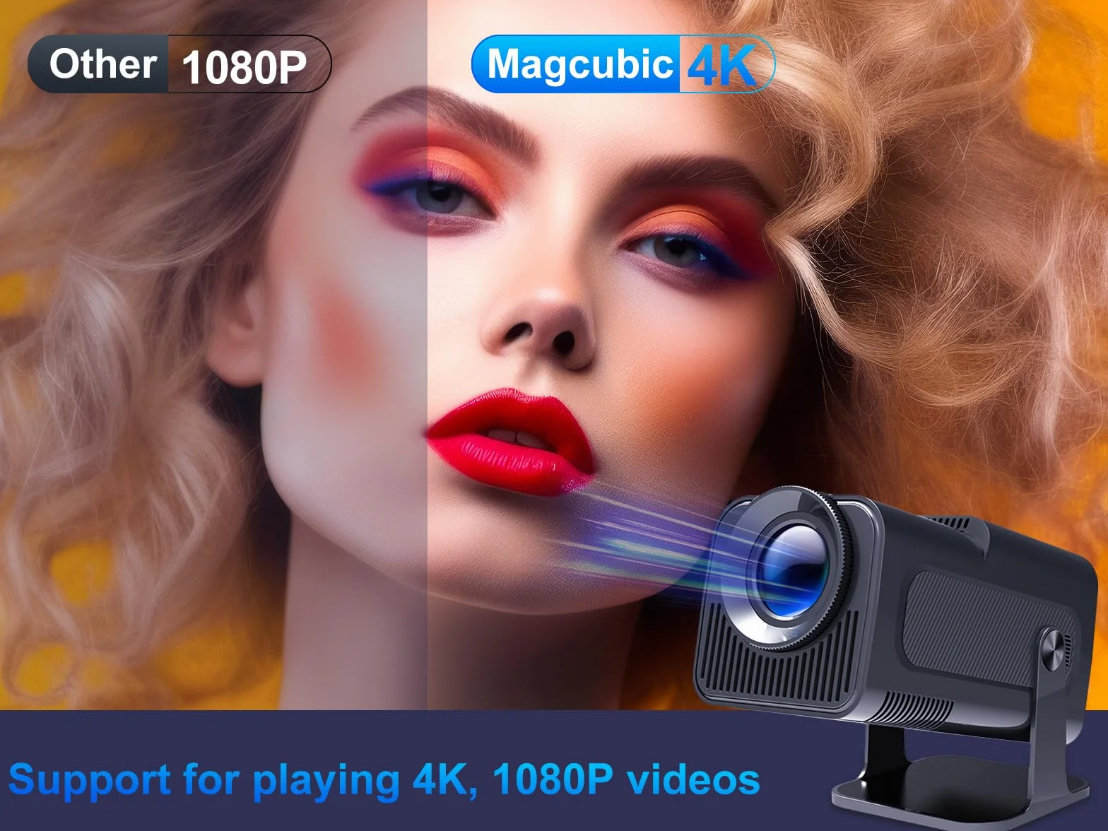 Magcubic HY320 Mini projektor przenośny 4K FHD 1080P 10000 lumenów WiFi 6 BT 5.0 Android 11.0 czarny