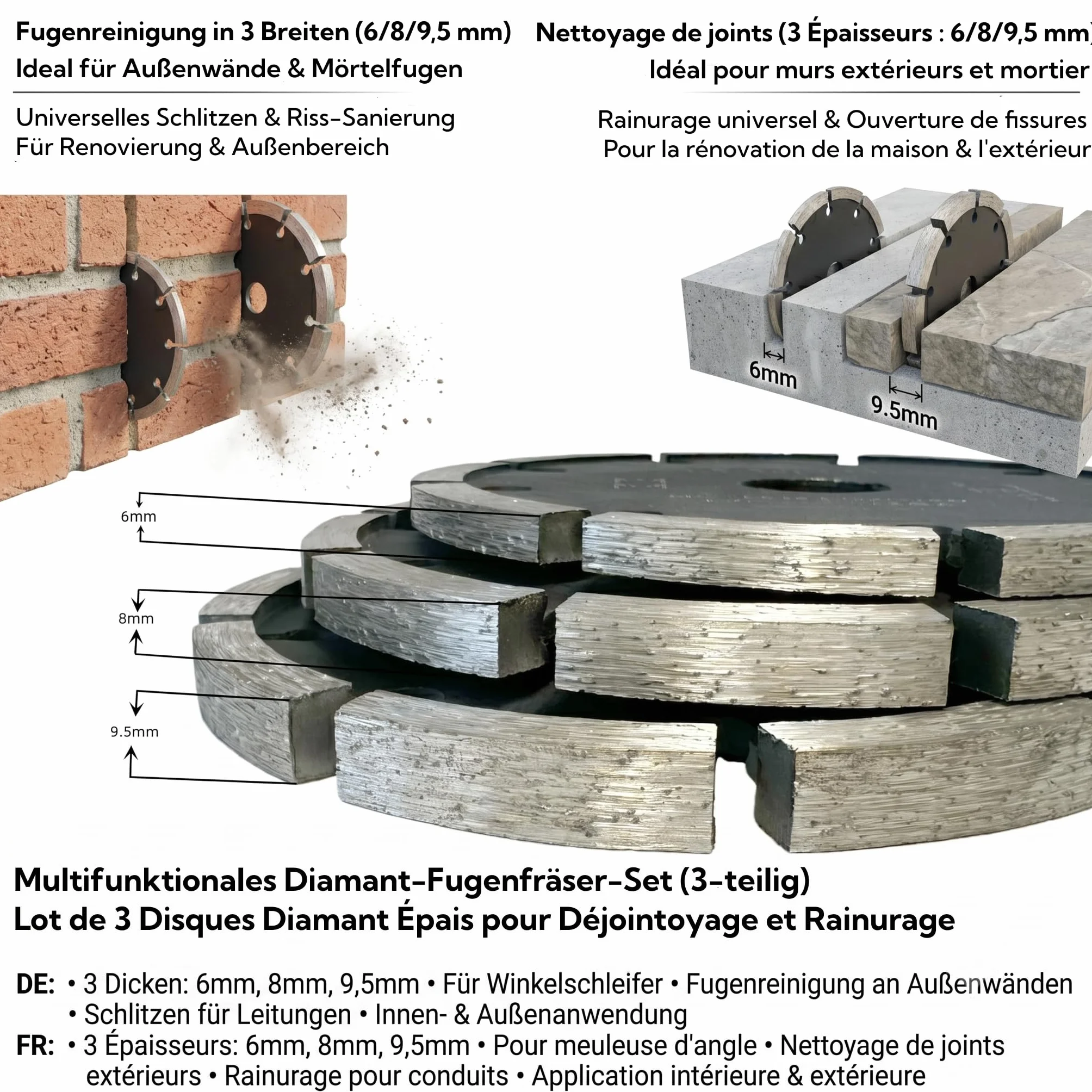 Diamentowa tarcza do fug 125 x 22,23 mm | szerokość 8 mm | profesjonalna jakość do szlifierek kątowych | przecinak do fug premium do zaprawy, betonu, muru i tynku | wysoka trwałość