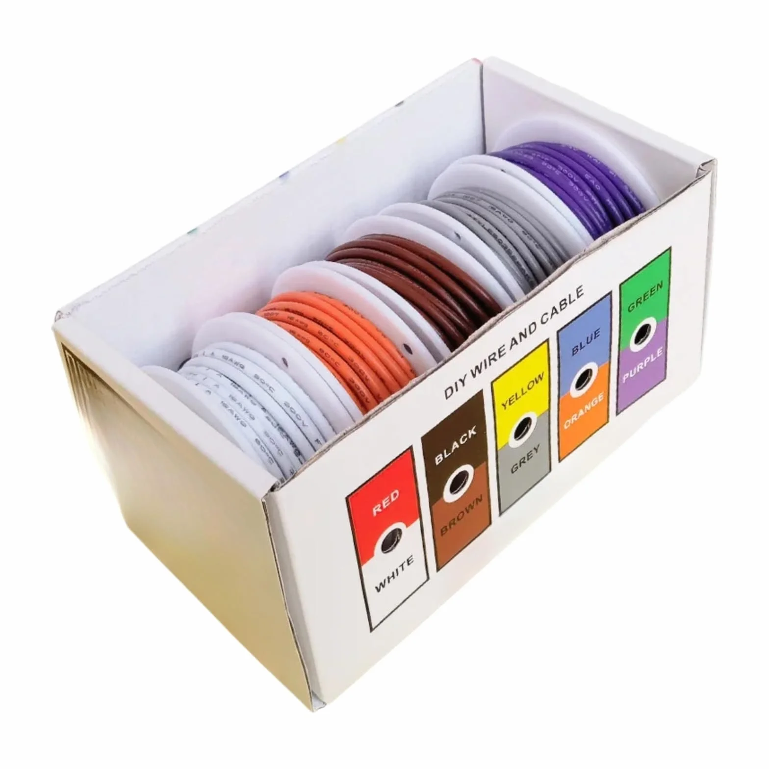 (5 kolorów Mix Kit) UL1007 PVC Cable 16 18 20 22 24 26 28 30AWG (Box 2; 18AWG 5 m x 5 rolek)