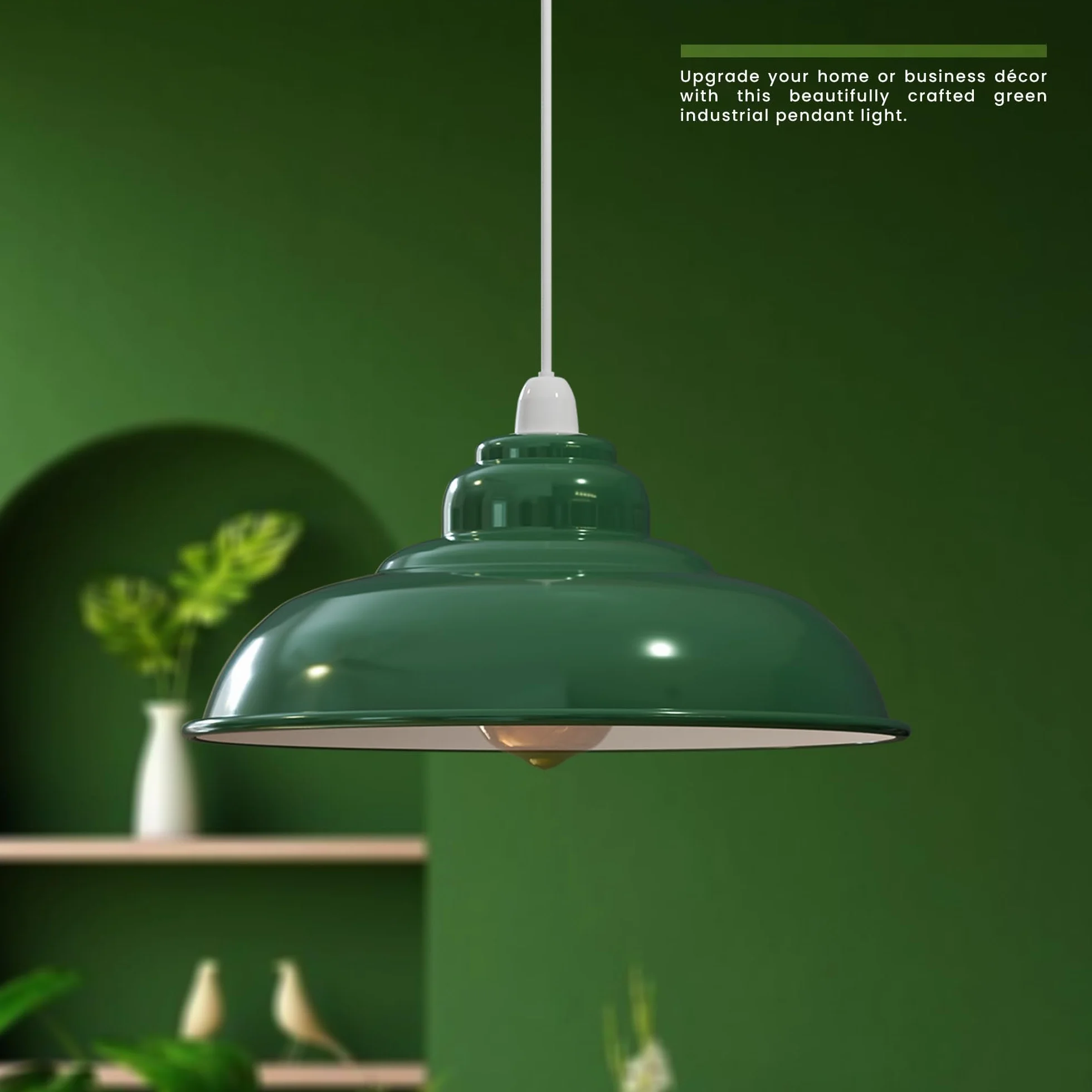 LEDSone Przemysłowa wisząca lampa sufitowa, klosz lampy w stylu retro, wisząca lampa sufitowa w stylu vintage, metalowy loft, rustykalny klosz wiszący (zielony, 1 opakowanie)
