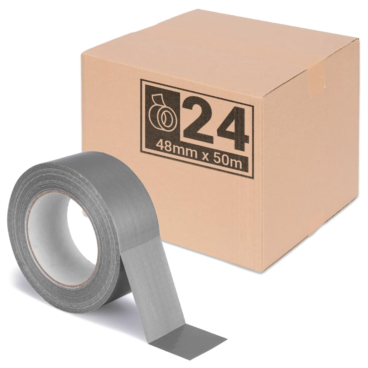 verpacking Opakowanie 24 szt. | taśma z tkaniny premium szara [50 m x 48 mm] taśma pancerna, taśma klejąca, taśma naprawcza | wysoka siła klejenia | taśma Gaffa Tape