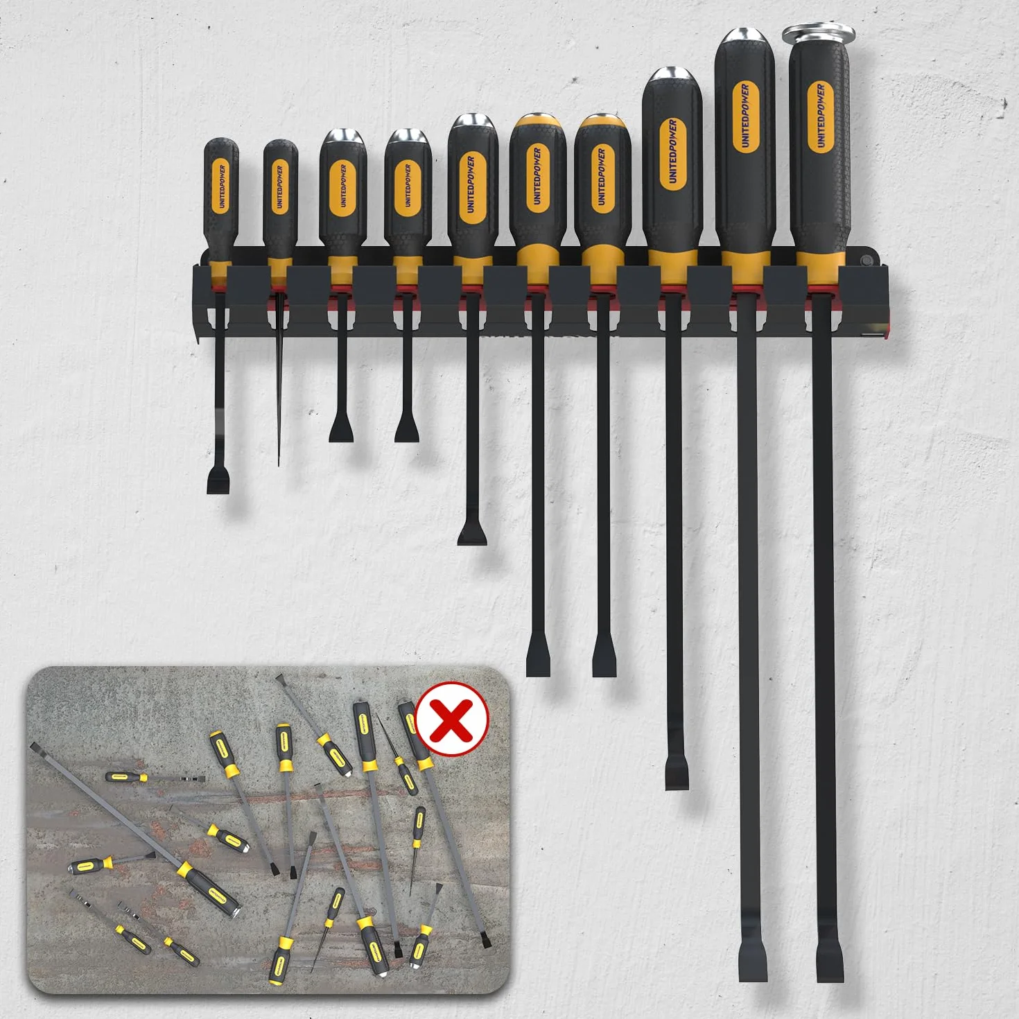 UNITEDPOWER Pry Bar Organizer Rack