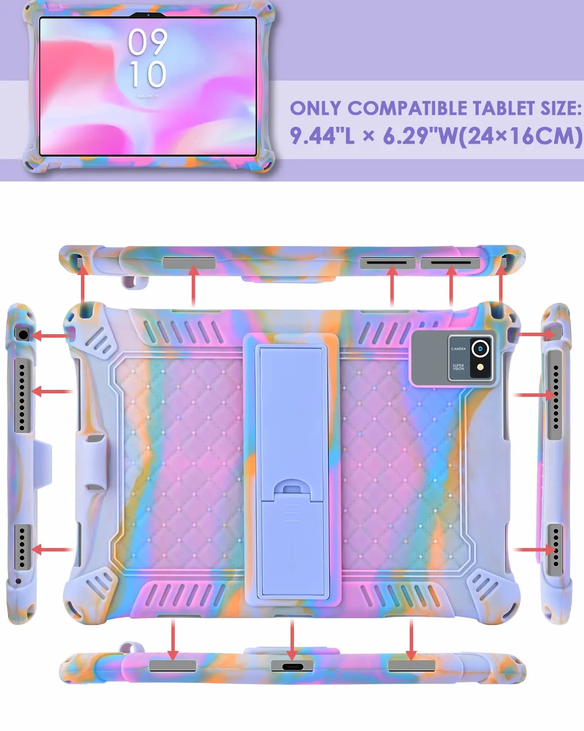 KATUMO Universalne Twarde Etui z Silikonu dla Tabletów 10,1 cali, Etui dla JIKOCXN C30 / DEERTiME E6 / ZONKO/DOOGEE U10 / SKYEGG K11 tabletów 10 cala, z Pióro i Pasek na Ramię