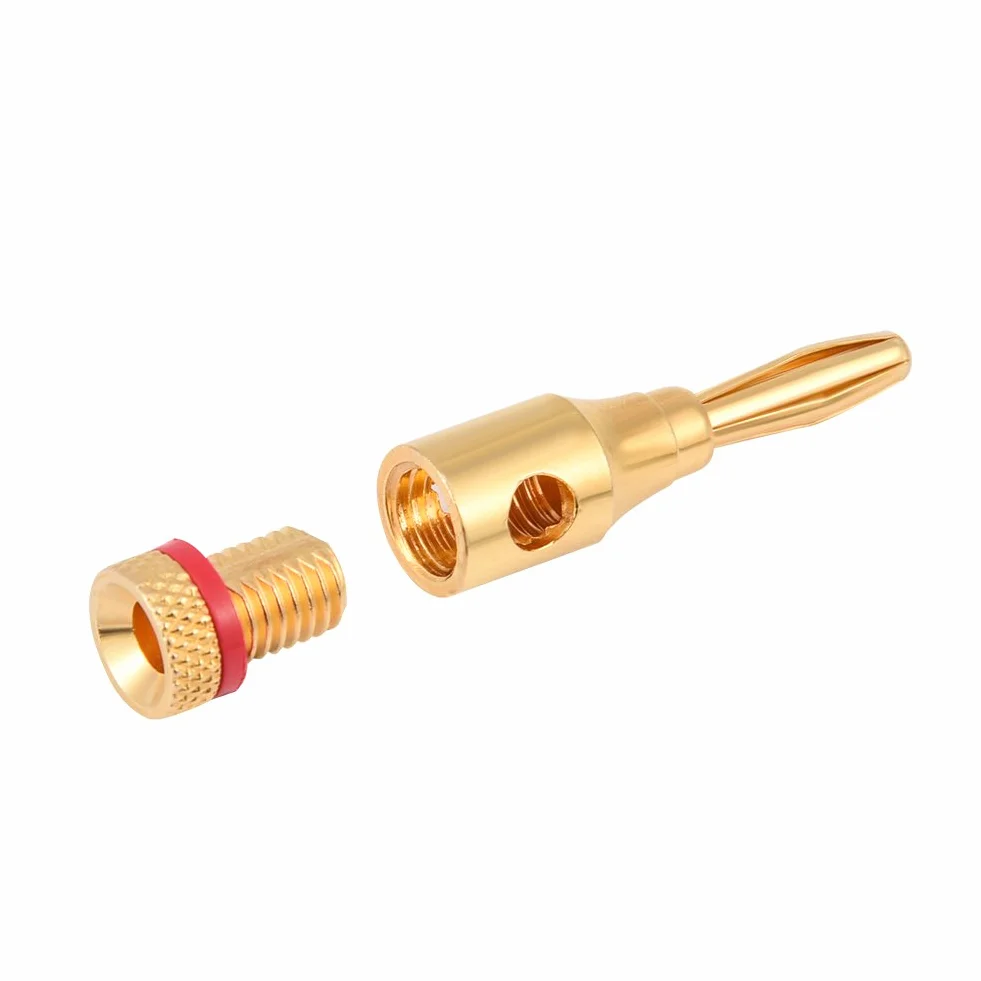 VBESTLIFE Adapter audio bananowy, pozłacany wtyk do głośnika bananowego z czystej miedzi do wzmacniacza lub głośnika, profesjonalne zastosowanie dźwięku - 10-częściowy