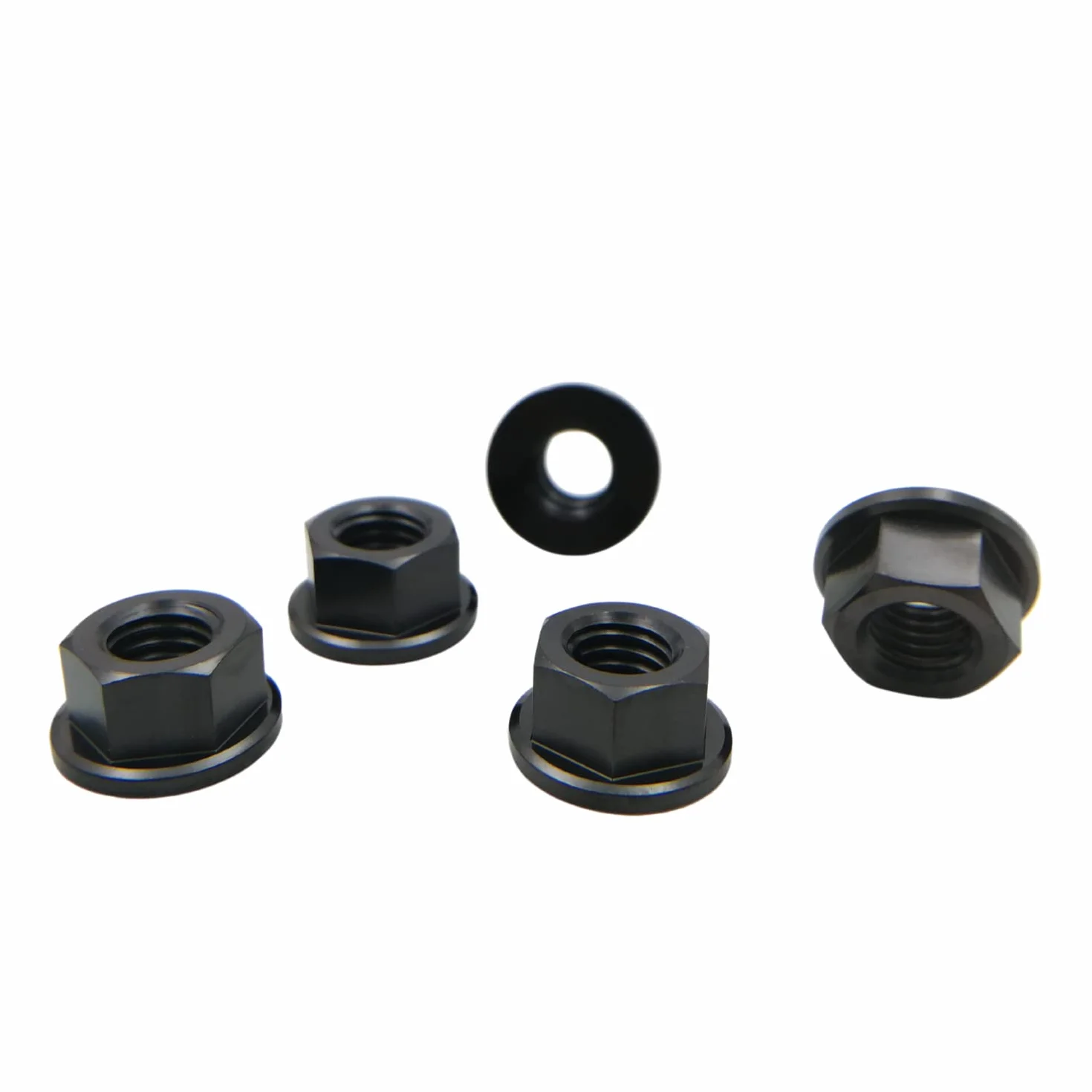 RISON tytanowa nakrętka kołnierzowa M12 x 1,25 mm, tytanowa nakrętka zębata, czarna, 6AL4 V, tytanowa nakrętka kołnierzowa do motocykla, 5 sztuk