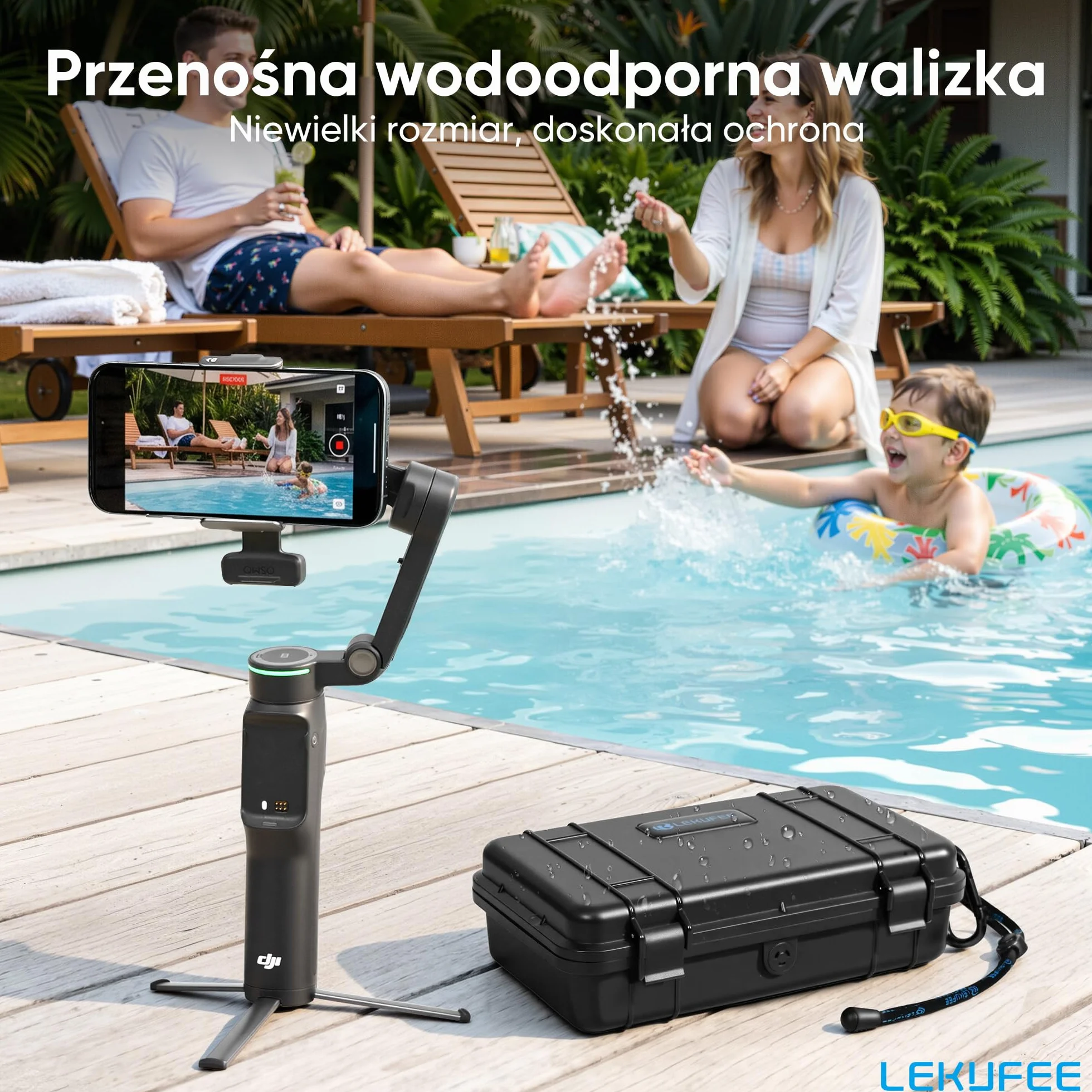 Lekufee podróżne wodoodporne twarde etui do stabilizatora DJI Osmo Mobile 8P i innych akcesoriów (tylko etui i torba)