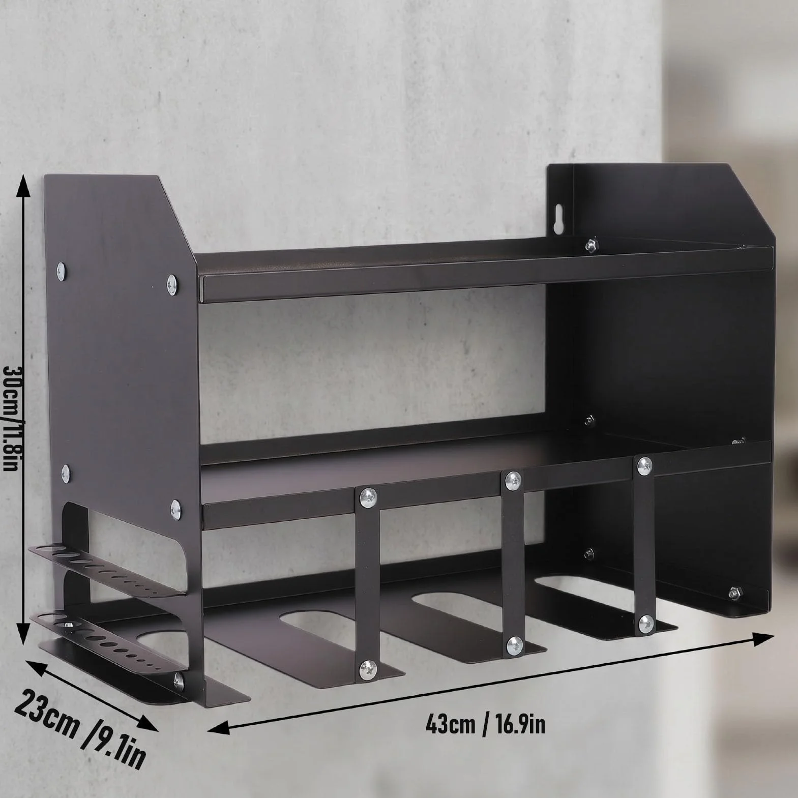 Generic Organizer na Elektronarzędzia do Montażu na ścianie Wytrzymały Metalowy Stojak do Przechowywania Narzędzi ze stacją ładującą Garażu Warsztatowego Pojemność 280 Funtów