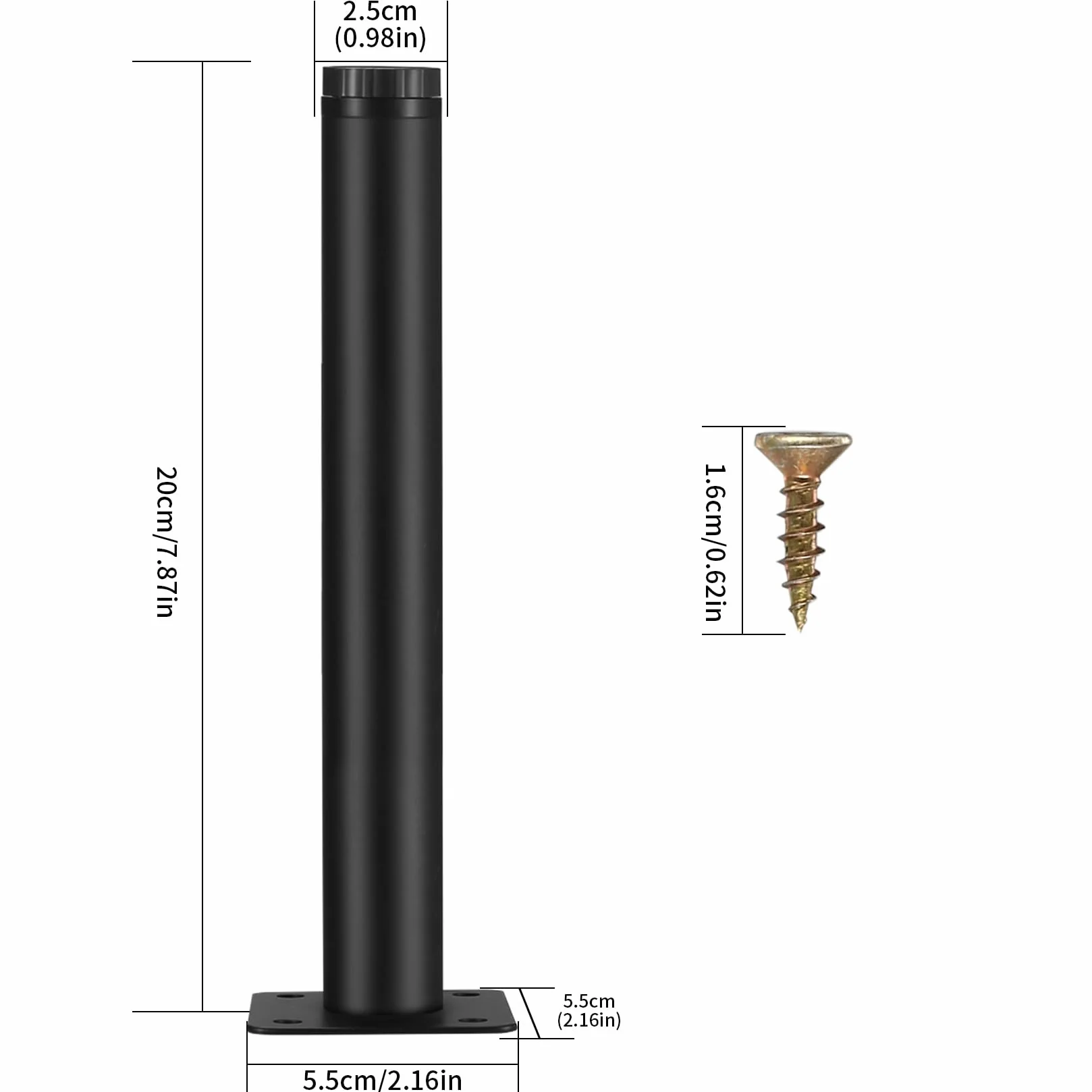 Fulushouxi 4 nóżki meblowe, 20 cm regulowane nóżki meblowe, metalowe nóżki do szafy, zastępcze nóżki do sofy, nóżki do mebli/sofy/stołu/krzesła/biurka/kuchni/szafy/szafy nóżki (20 cm)