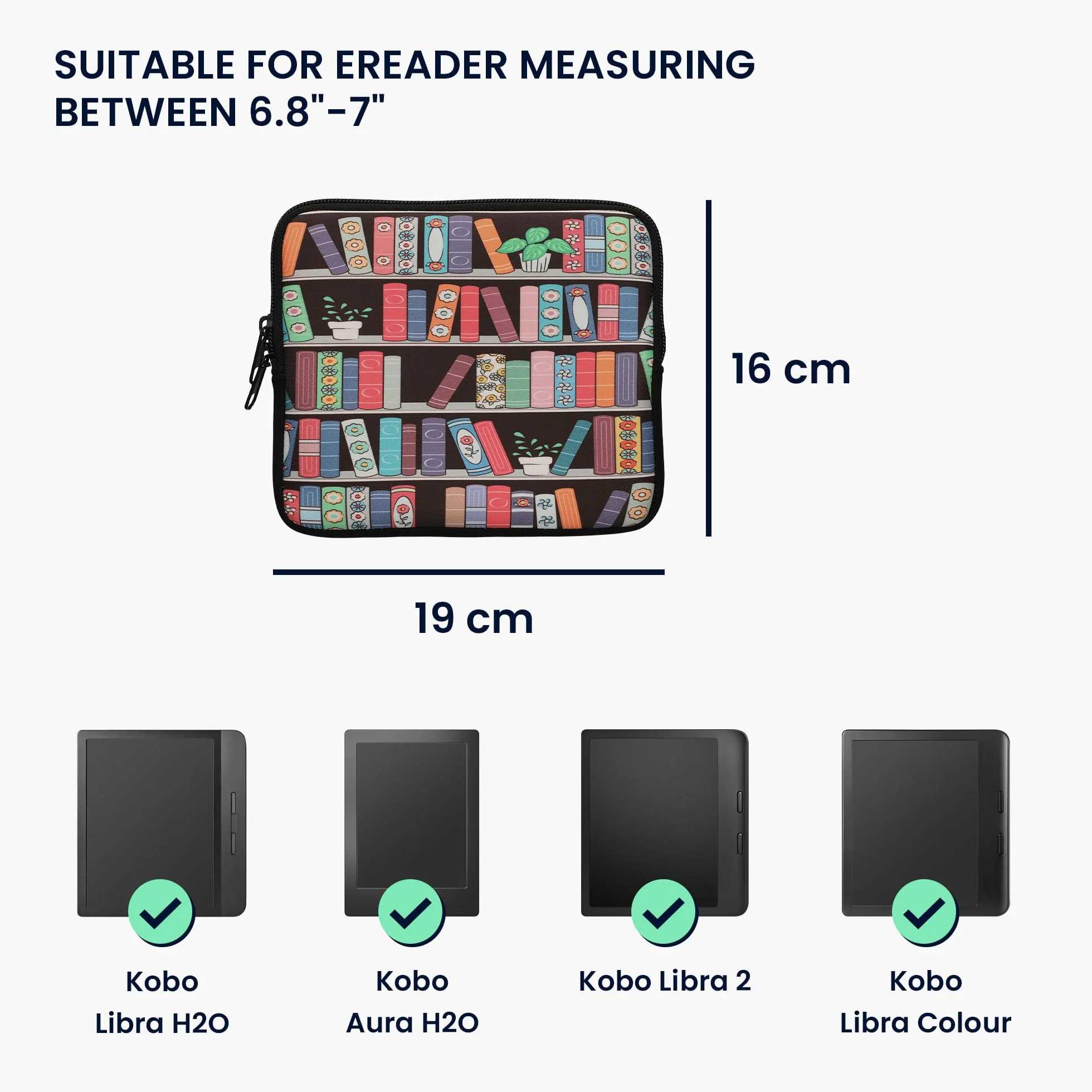 kwmobile Uniwersalny pokrowiec na czytnik e-booków etui neoprenowe niebieski/zielony/różowy