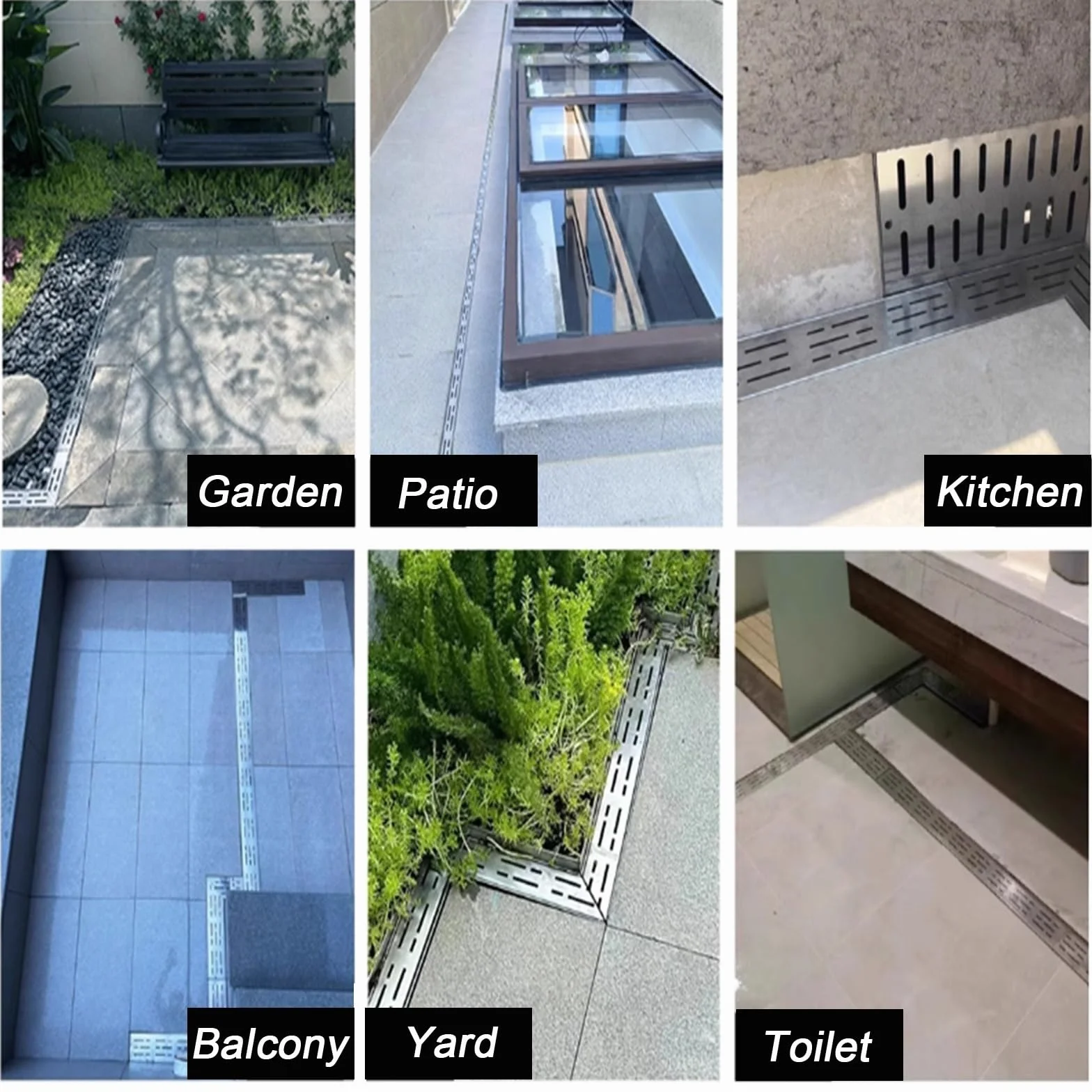 Slimline304 odpływ ze stali nierdzewnej 3,5 cm i 5 cm niskoprofilowy ruszt do patio Ga podjazd podwórko 2 sztuki łączona woda deszczowa