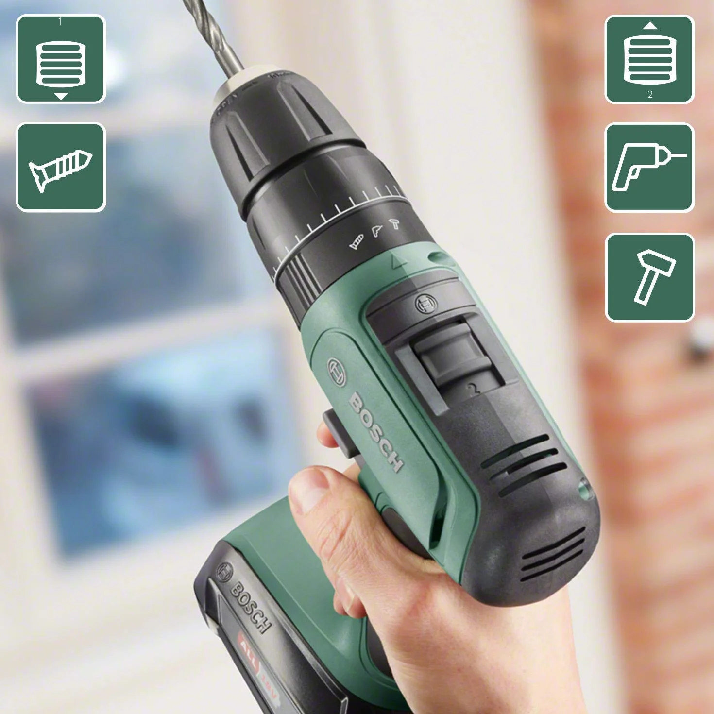 Bosch Akumulatorowa wiertarka Combi UniversalImpact 18 (bez baterii, system 18 V, w opakowaniu kartonowym)