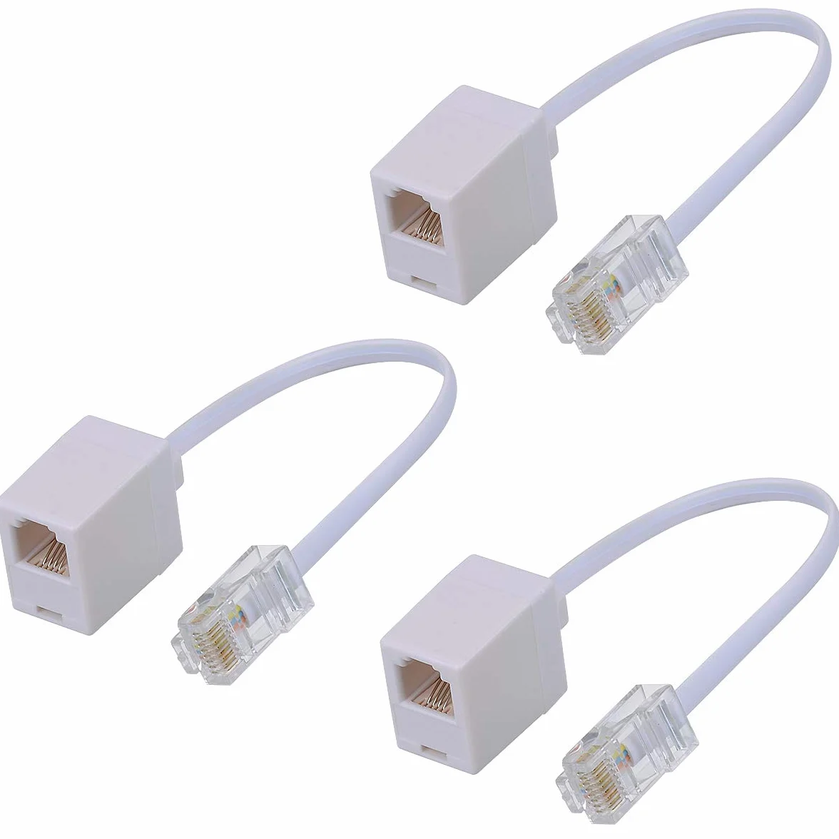 Adapter konwertera RJ45 na RJ11 żeński na męski 8P8C 6P4C 3 szt. biały