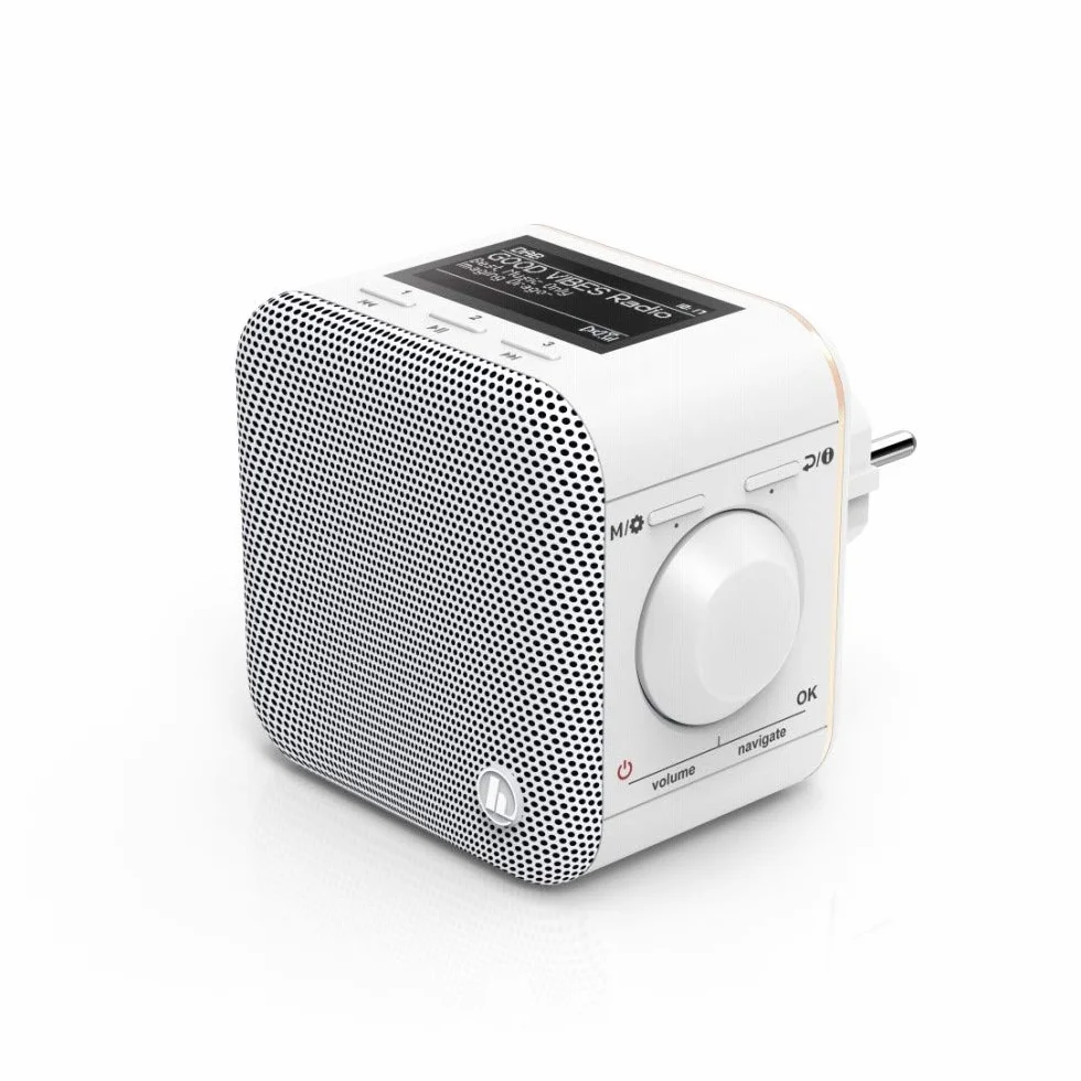 Hama 00054871 Radio z Gniazdkiem DAB+/DAB, Biały/Czarny, 11 x 9 x 8.5 cm