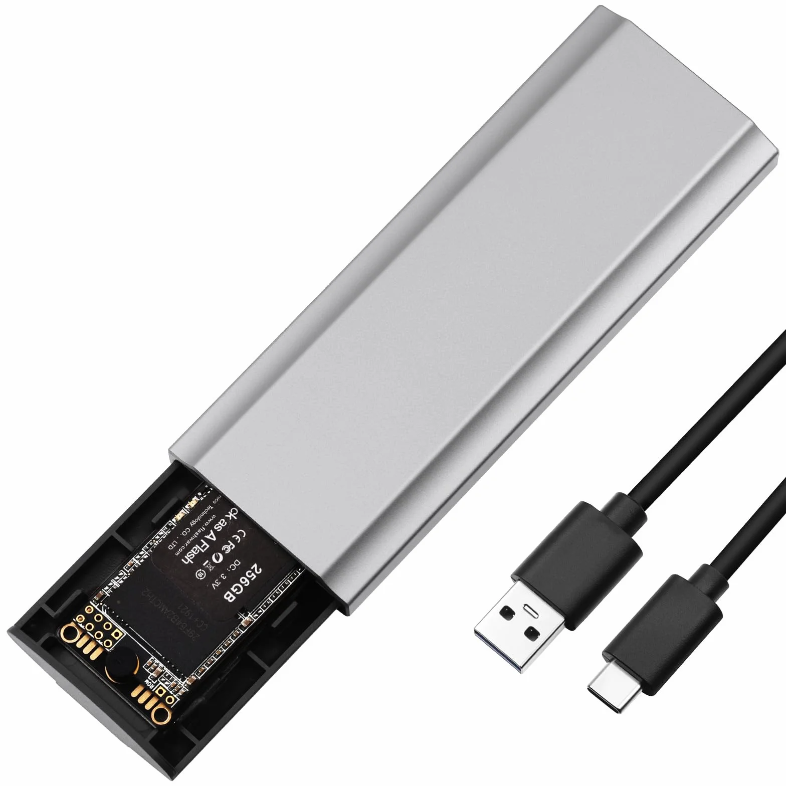 AXFEE Obudowa dysku SSD M.2 NVME, obudowa USB 3.2 Gen 2 NVMe, aluminiowe, beznarzędziowe obudowy zewnętrzne, adapter USB C NVMES 10 Gb/s, obsługa UASP i TRIM do kluczy M i M+B w dyskach SSD 2230/2242