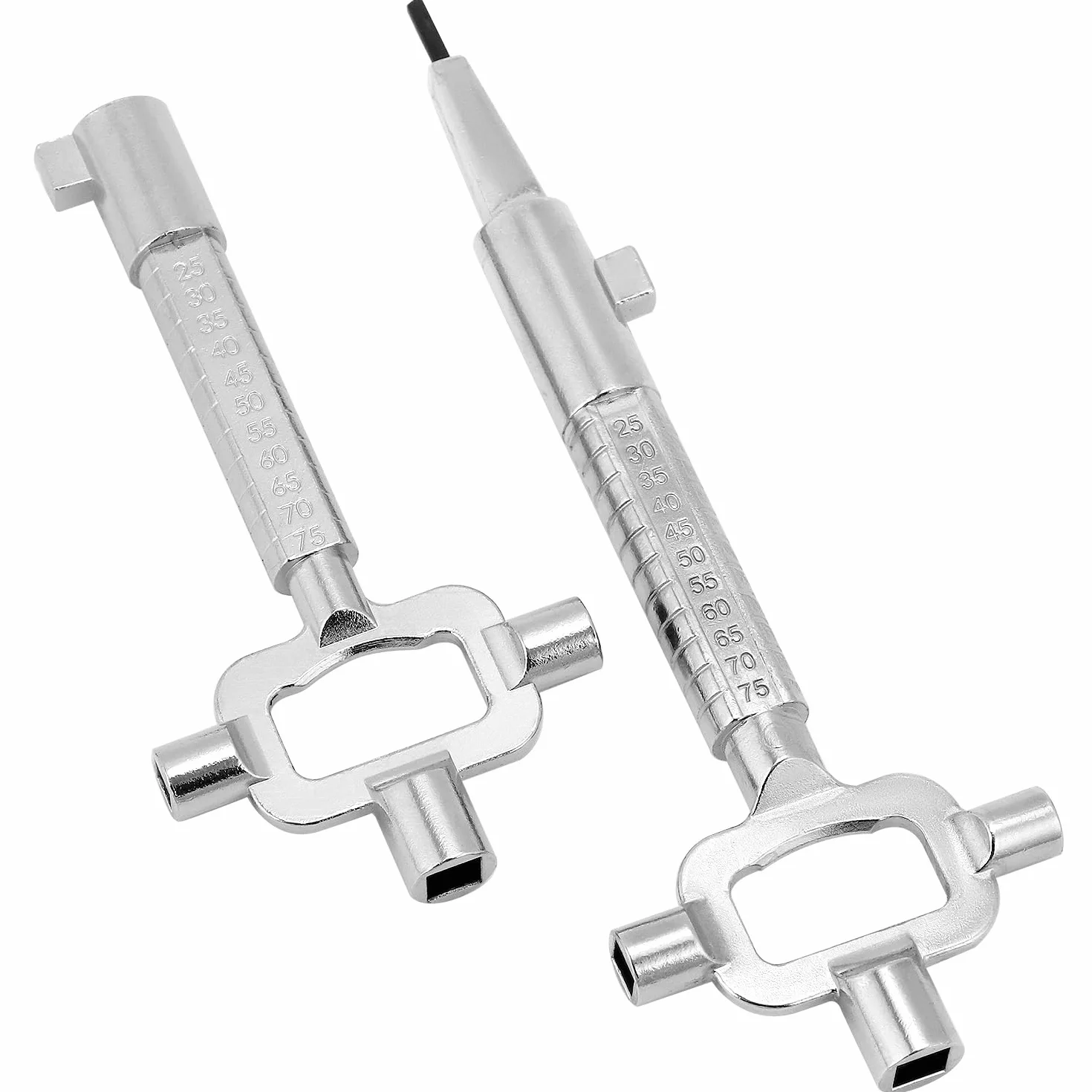 QWORK® 2 sztuki uniwersalnych kluczy budowlanych, kluczy architektonicznych, z miarką cylindryczną, klucz do szafy sterowniczej, stop cynku