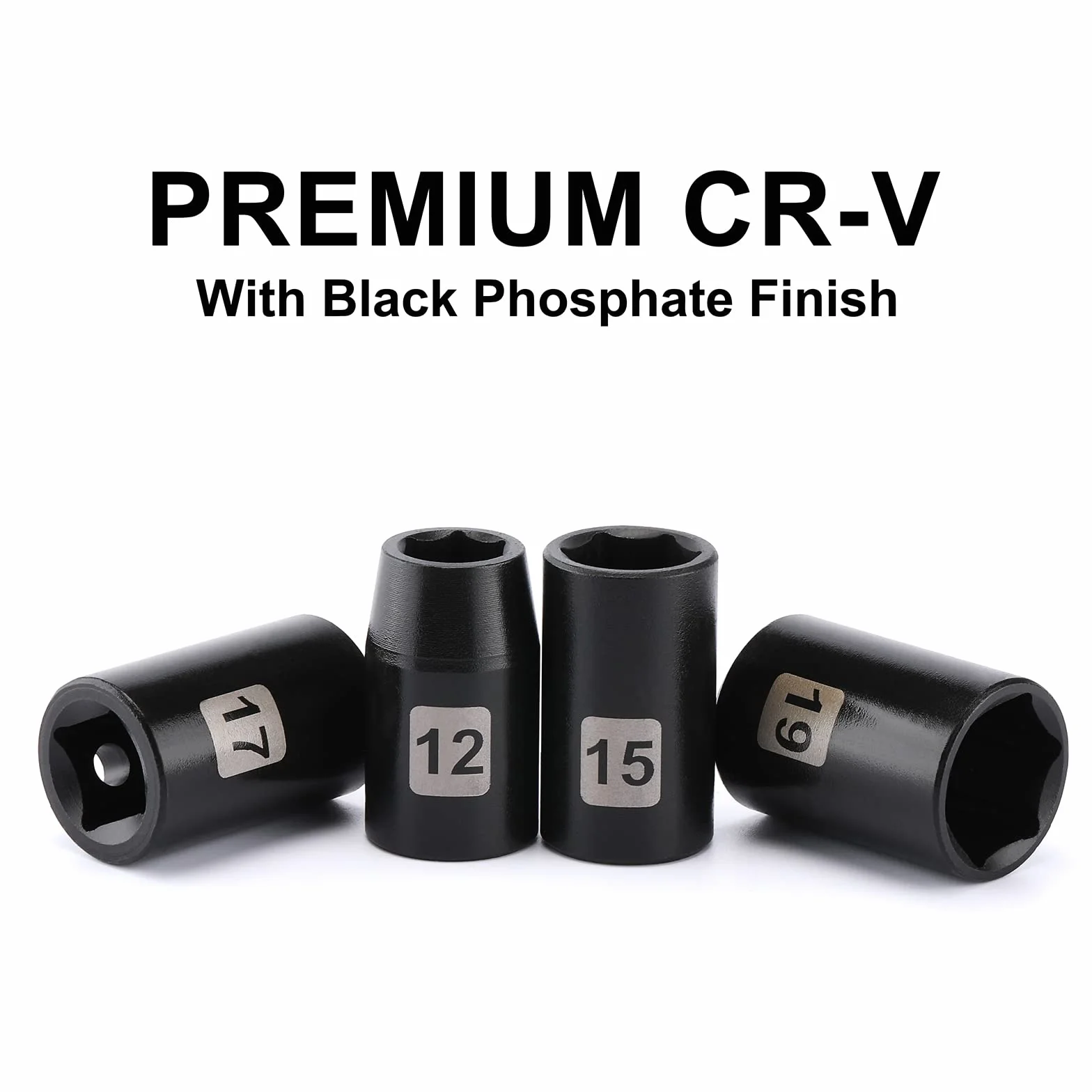 Mayouko Zestaw płytkich gniazd metrycznych 1/2", CR-V, 6 punktów, 14 sztuk, 11 mm do 32 mm