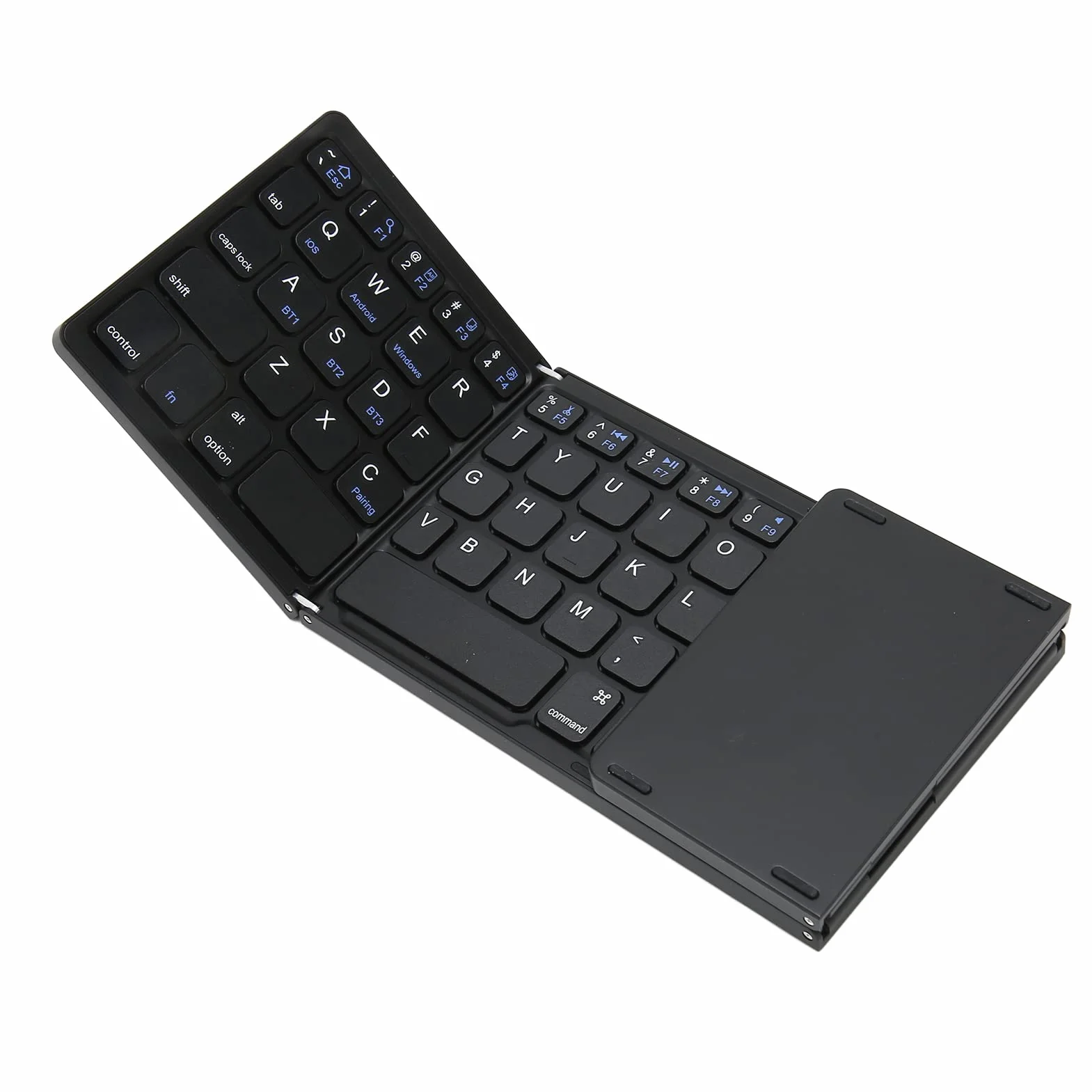 Składana Mini Klawiatura Bezprzewodowa Bluetooth z Touchpadem, Obsługa 3 Urządzeń, Ładowana