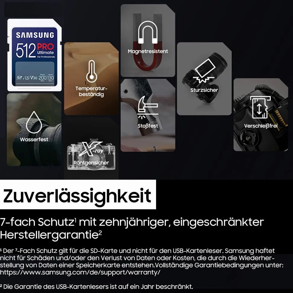 Samsung Karta SD PRO Ultimate 256 GB, UHS-I U3, Full HD i 4K UHD, odczyt 200 MB/s, zapis 130 MB/s, karta pamięci do smartfona, drona lub kamery, w zestawie czytnik kart USB, MB-SY256SB/WW
