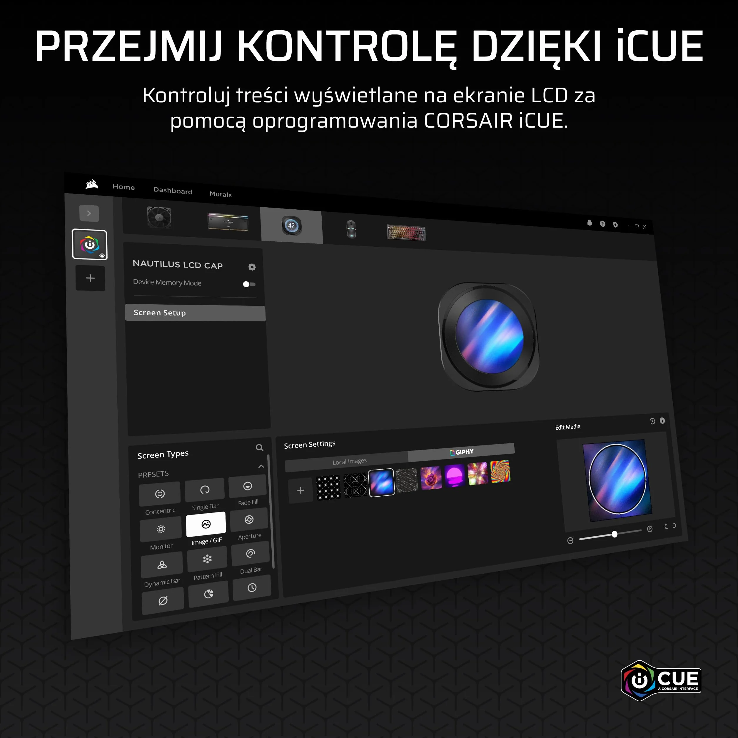 CORSAIR NAUTILUS 360 RS LCD Układ Chłodzenia CPU Cieczą 360mm AIO Intel LGA 1851/1700 AMD AM5/AM4 Czarny