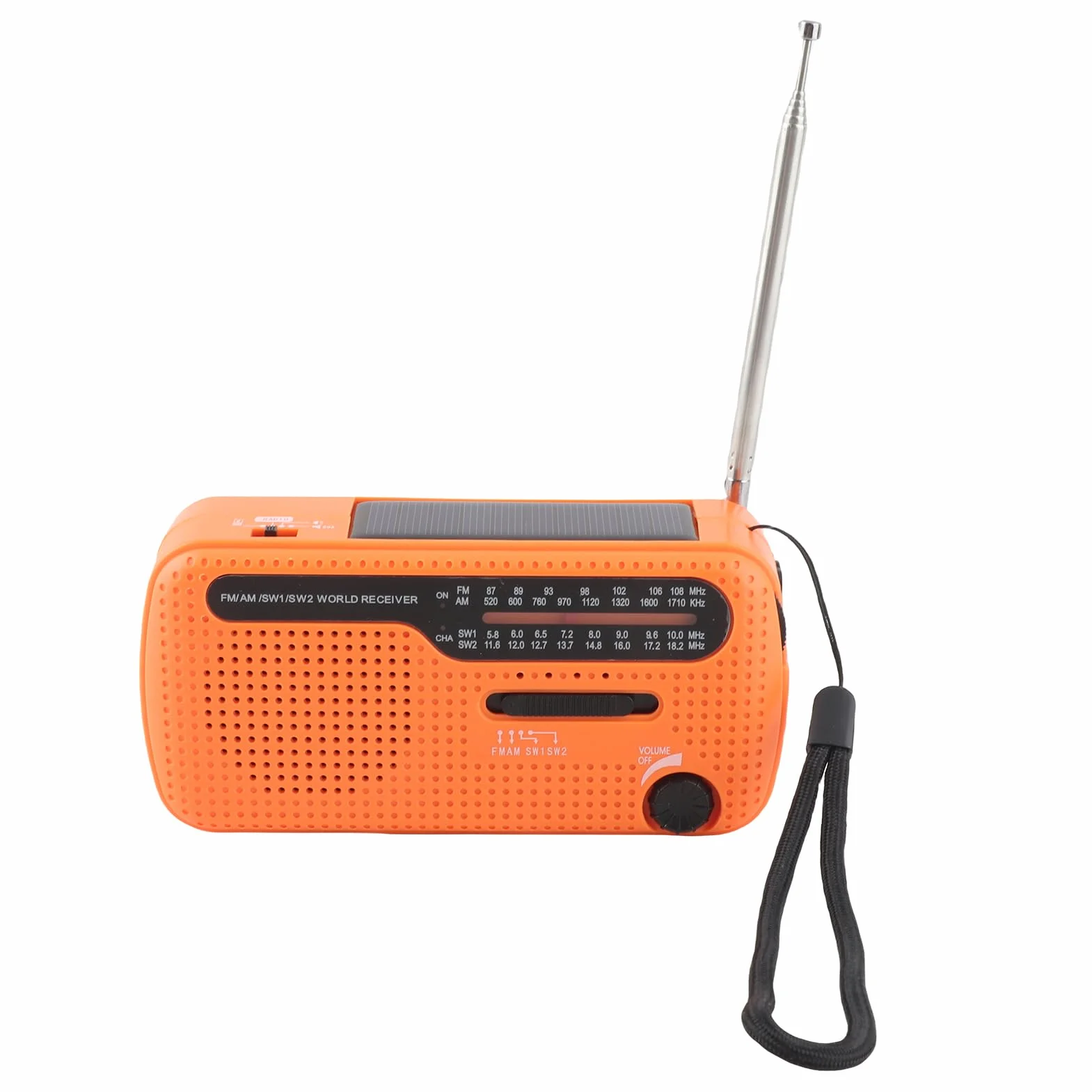 Radio awaryjne, 1200 mAh, akumulatorowe, ręczne radio na korbkę, przenośne powerbanki, latarka LED, AM/FM/SW1/SW2, zapasy awaryjne, ładowarka do telefonu komórkowego, SOS do domu (Pomarańczowy)