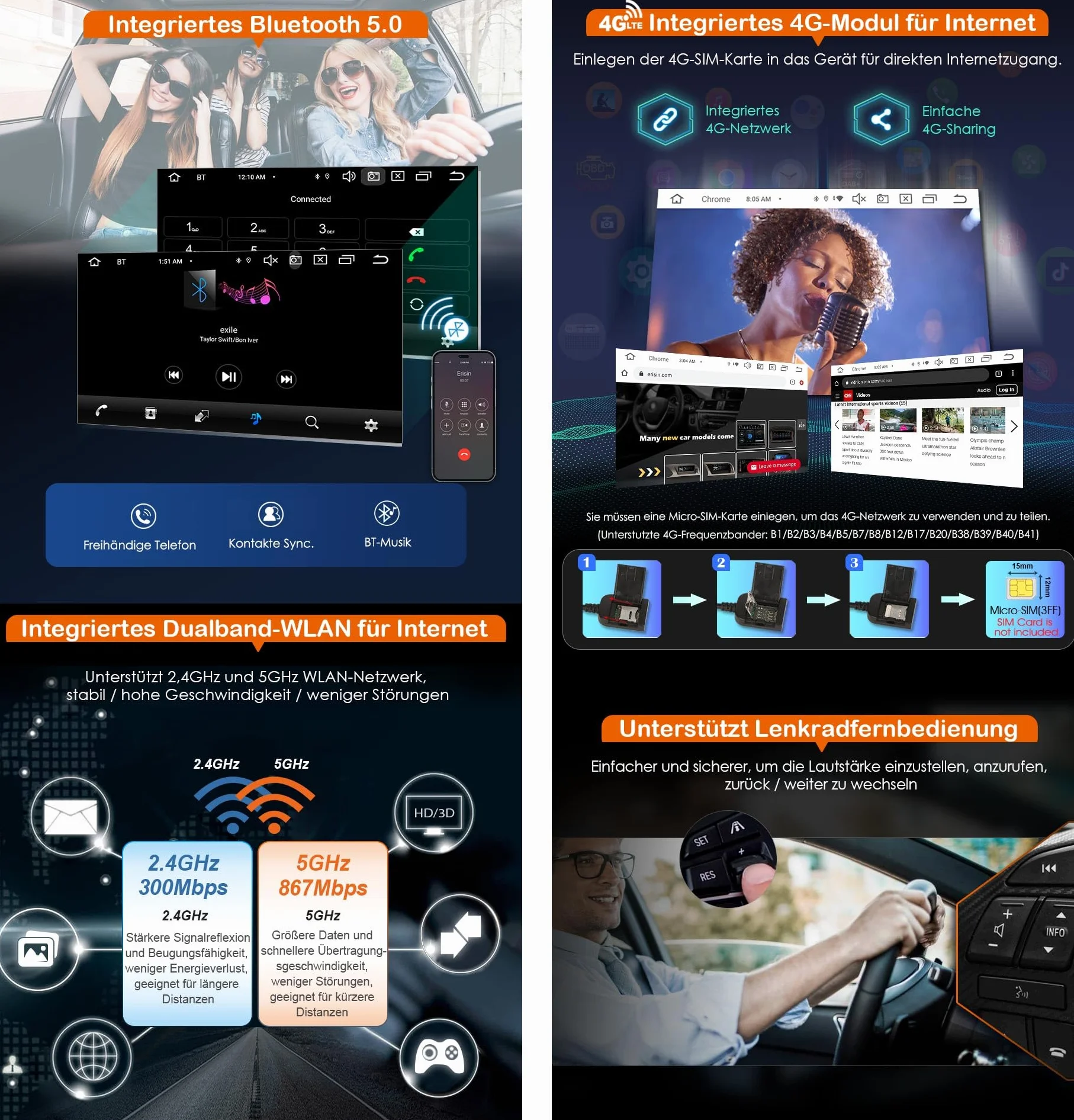 erisin 8 rdzeniowy Android 14 [4+64 GB] Radio samochodowe z nawigacją dla Mercedes Benz klasy E/CLS W211 W219 Obsługa Carplay Android Auto GPS Sat NAV DSP Bluetooth 5.0 WiFi Dab+ TPMS DVR OBD