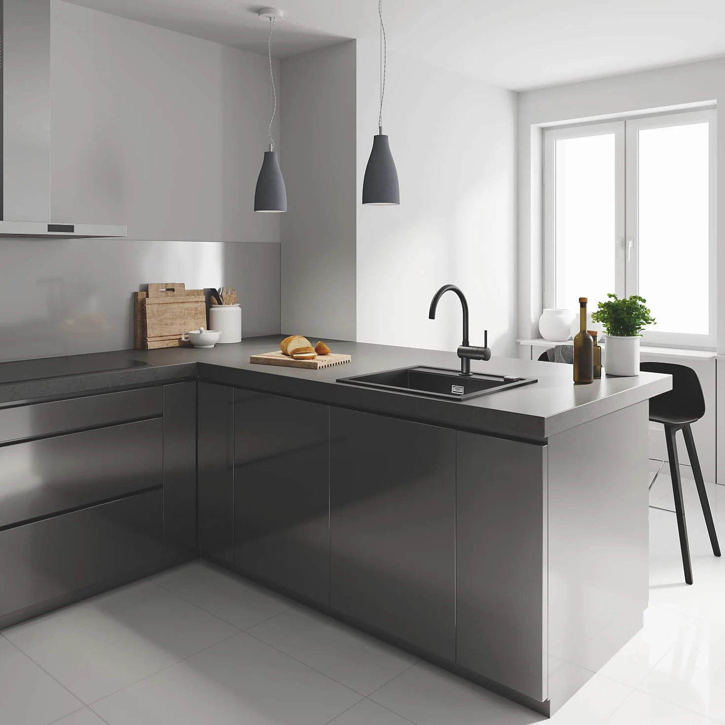 Grohe Minta Bateria Kuchenna, Czarny, 15"