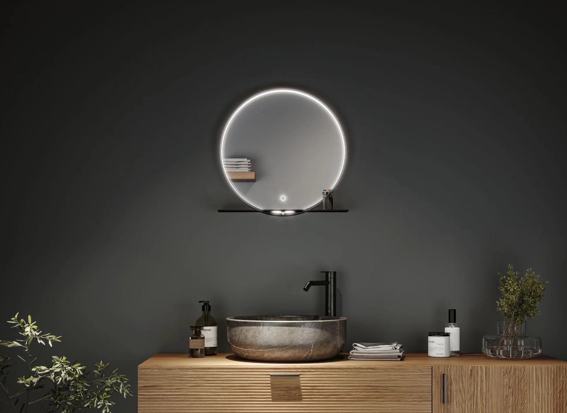 Paulmann 71090 LED lustro podświetlane Miro IP44 Tunable White 160lm 230V 10,5W lustro LED, czarny matowy oprawa łazienkowa