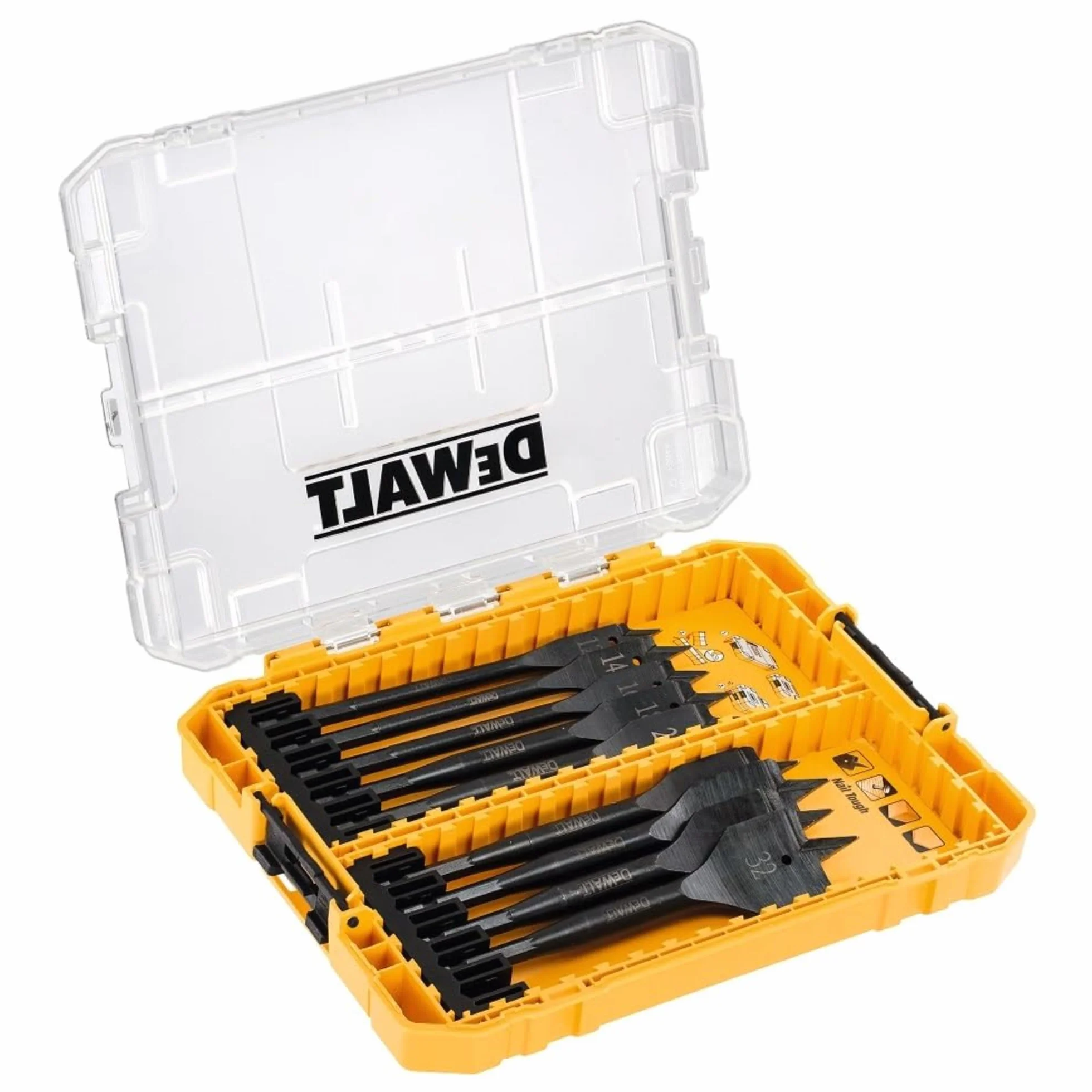 DEWALT Profesjonalny Tough case mediana z 9 wiertłos pala do drewno dla profesjonalistów i majsterkowiczów do pracy profesjonalnej wysoka trwałość