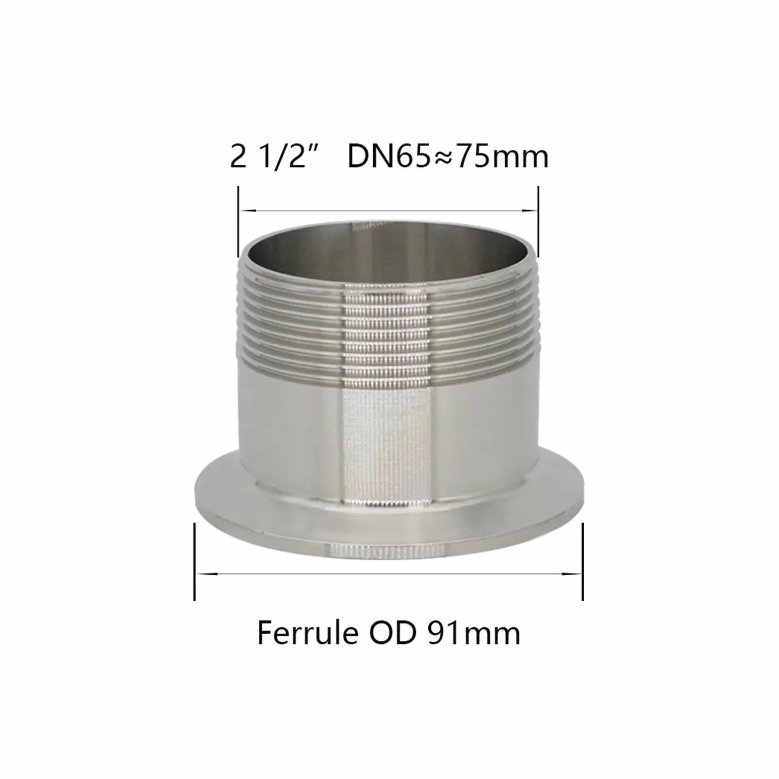 Stal nierdzewna 304 3/4 "1" 2 "gwint zewnętrzny Trzy zaciski 3 łączniki rurowe(2 1l2 X 91mm)