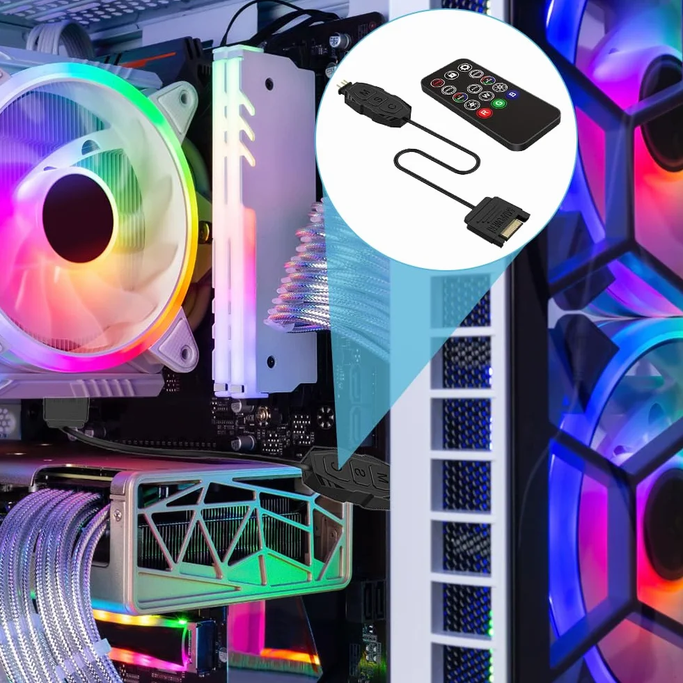 Pilot zdalnego sterowania RGB 5V 3-pinowy 14-przyciskowy do rozdzielaczy ARGB i SATA Power Fans PC