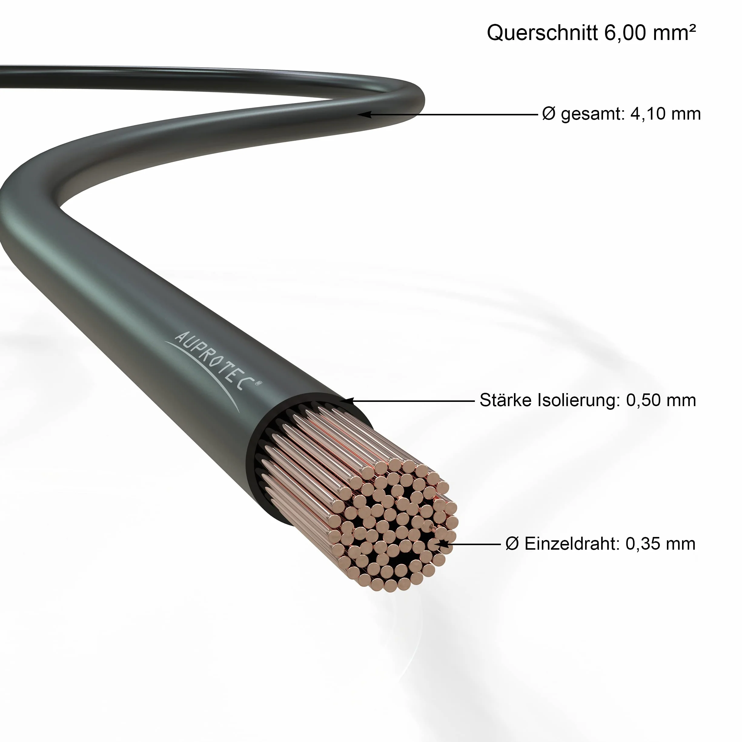 AUPROTEC Przewód samochodowy FLRY-B 5 m 6,0 mm² czarny