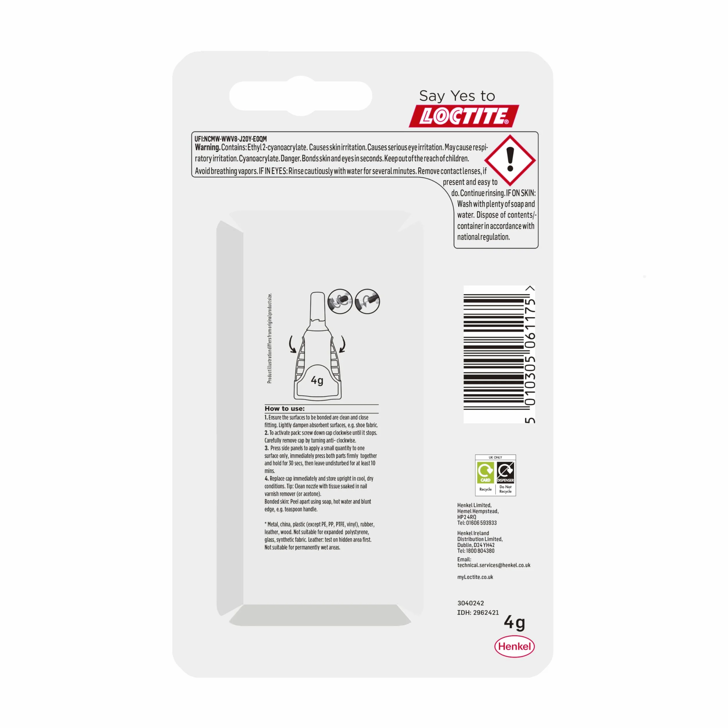 Loctite Superglue 3GM Ultragel controllo