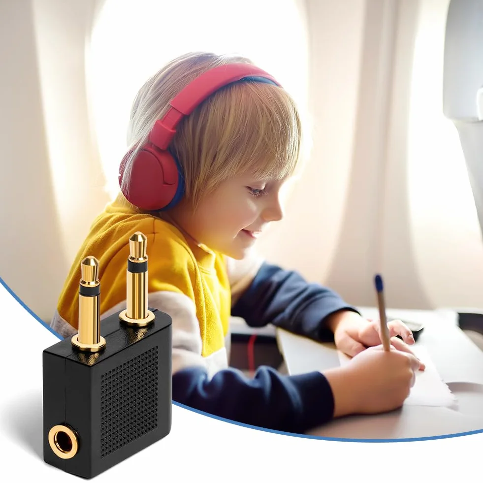 Adaptery do słuchawek lotniczych AXFEE 2 sztuki pozłacane 3,5 mm