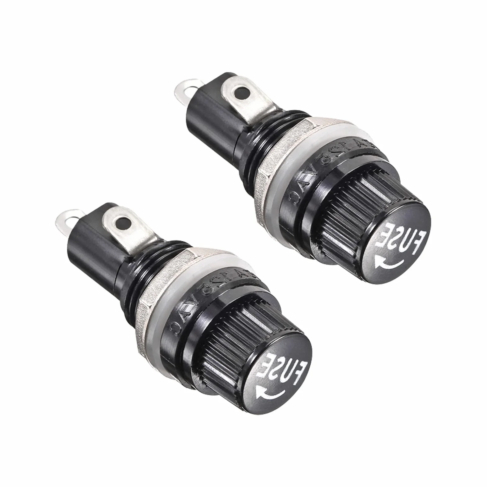 QUARKZMAN uchwyt bezpiecznikowy 5x20mm AC 125V/15A 250V/10A panel montowany czarny