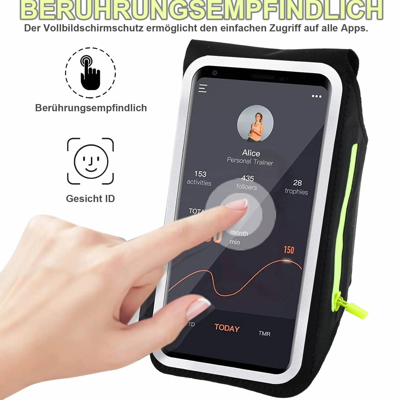 Opaska sportowa z kieszenią na słuchawki, wodoodporna opaska na ramię z uchwytem na telefon, pasuje do iPhone 16/15/14/13 Pro, Galaxy S25/S24/S23, Huawei, Xiaomi, Pixel do 6,8"