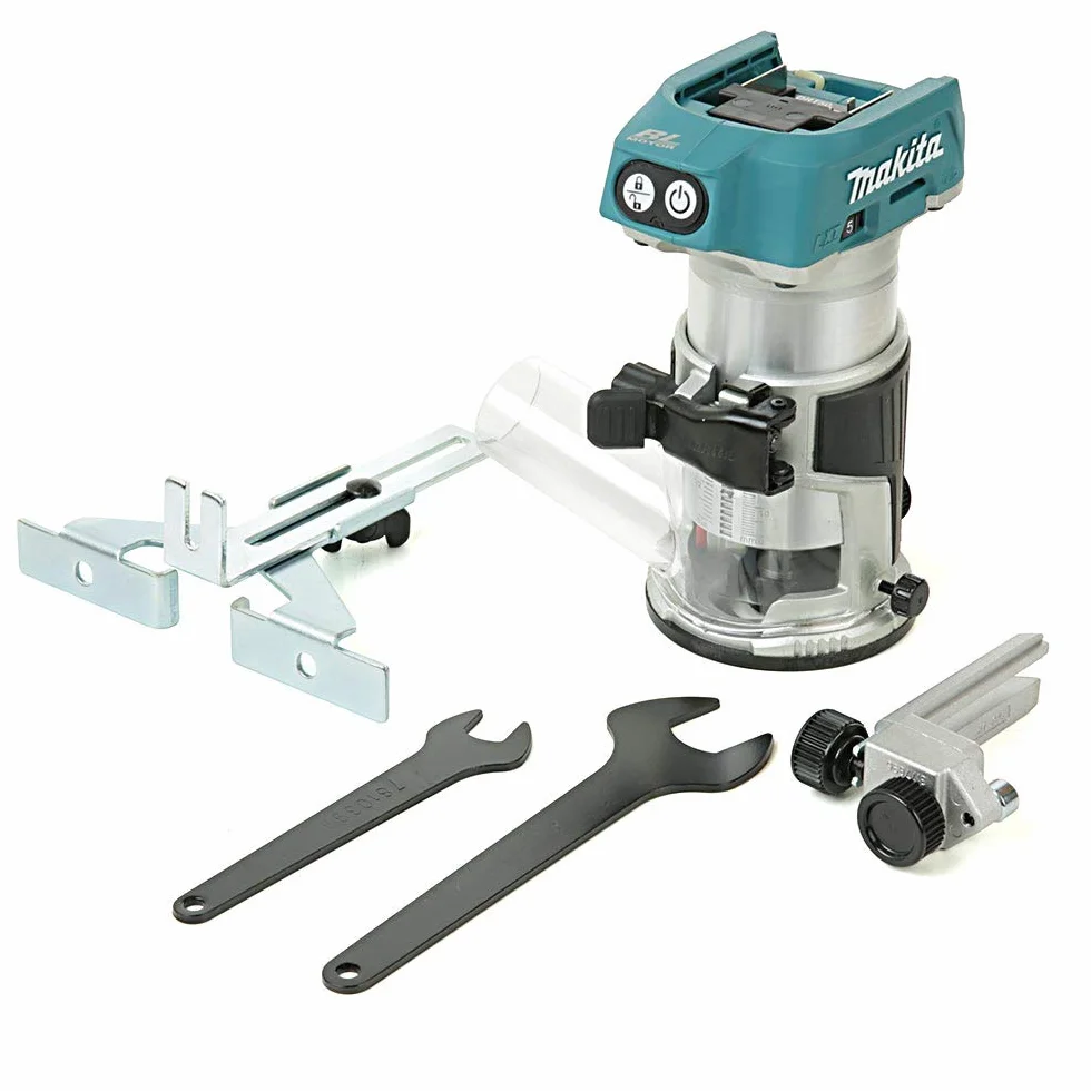 Makita DRT50ZX4 Trymer do Frezarki 18 V, Czarny/Niebieski, 0 do 40 mm