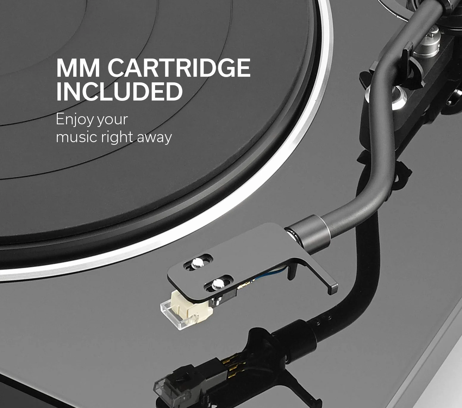 Denon Odtwarzacz płyt winylowych DP400BKEM DP-400, odtwarzacz płyt winylowych, MP3 i WAV, odtwarzacz LP z wbudowanym korektorem phono, wyjmowaną osłoną przeciwpyłową i wkładem MM, kompatybilny z MC - czarny