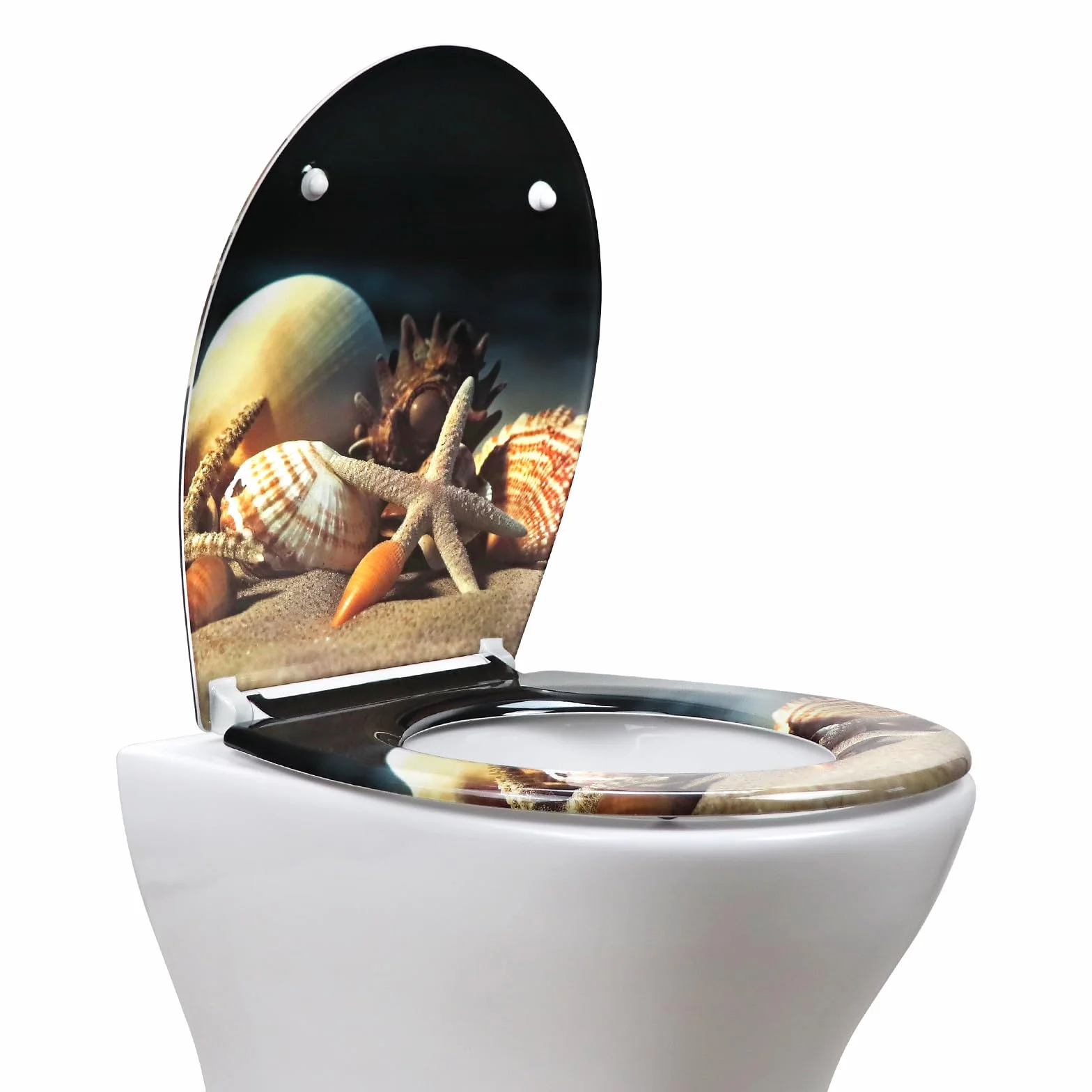 Deska sedesowa WC z systemem samoopuszczania, pokrywa sedesu Duroplast, deska sedesowa z szybkozamykanym zamkiem, montaż od góry, deska sedesowa z motywem
